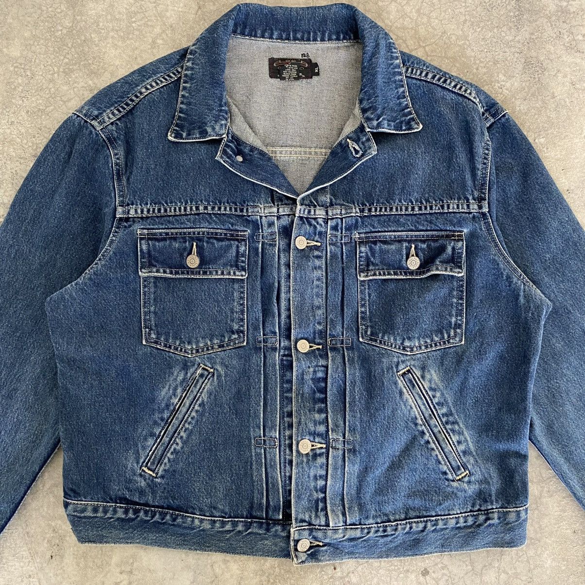 RRL Ralph Lauren VTG 90’s RRL Ralph Lauren Buckle Back Pleated Denim Jacket Size US XL / EU 56 / 4 - 5 Thumbnail