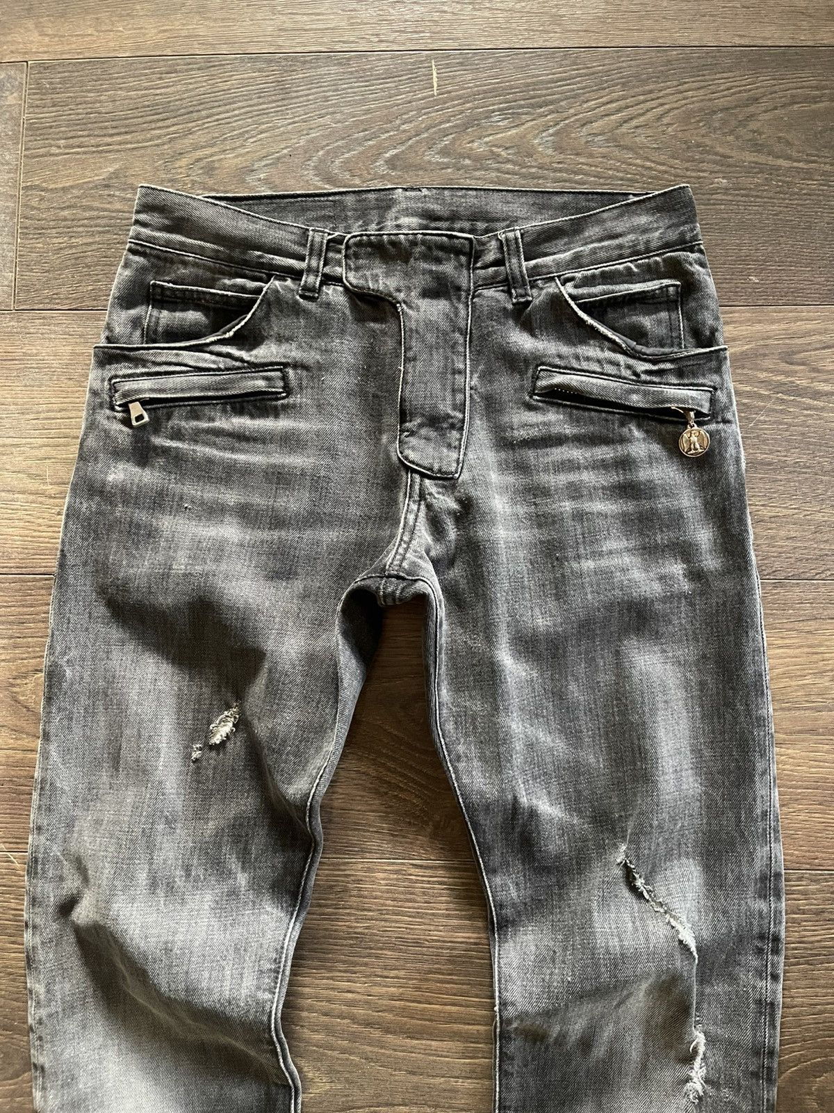 Balmain Balmain SS11 Eagle Coin Grey Selvedge Denim Jeans Size US 30 / EU 46 - 2 Thumbnail