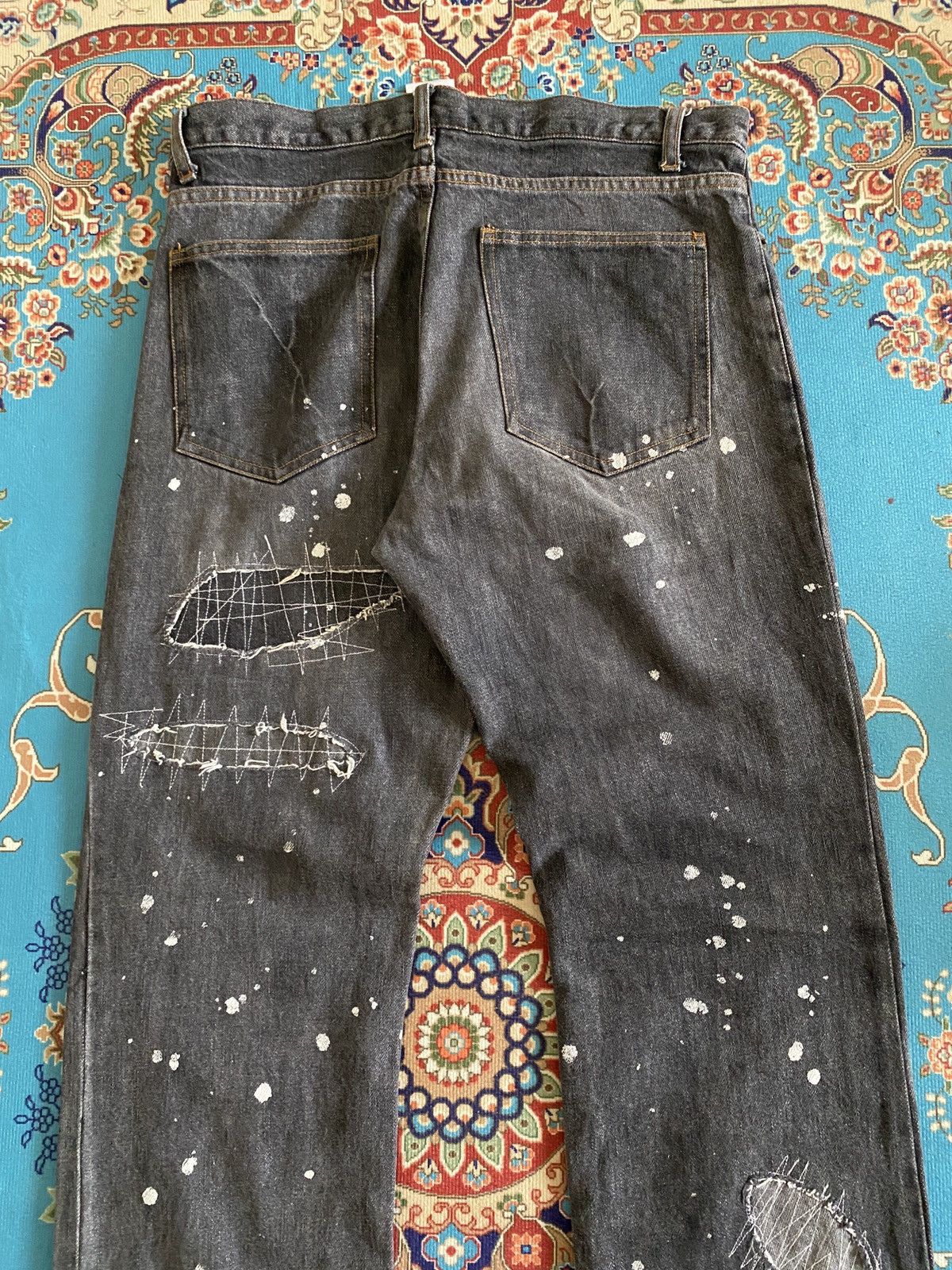 Japanese Brand Japanese Brand Distressed Splatter Patchwork Design Denim Size US 31 - 9 Thumbnail