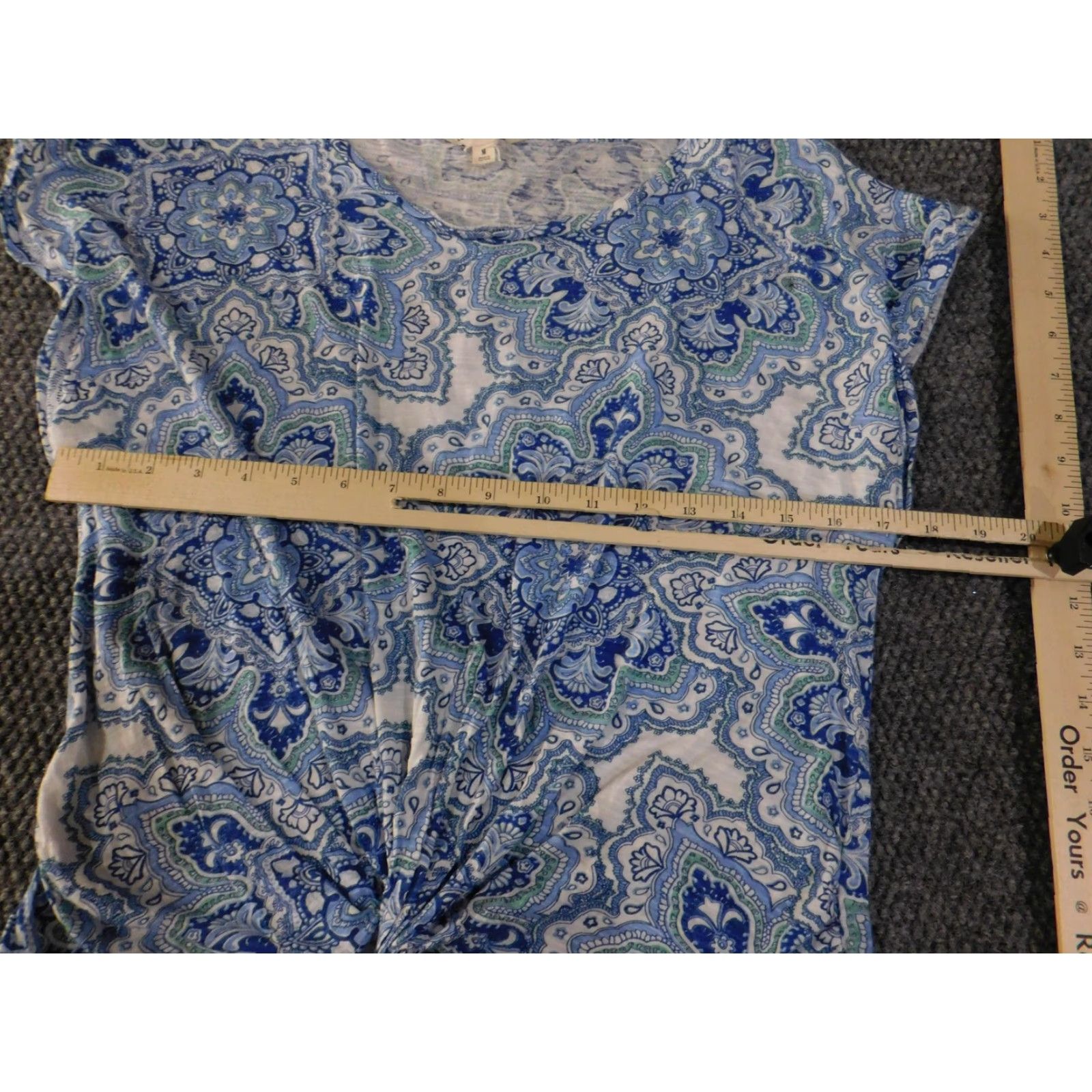 Lucky Brand Lucky Brand Shirt Womens Medium Blue Paisley Knot Front Short Sleeve Casual Size M / US 6-8 / IT 42-44 - 5 Thumbnail
