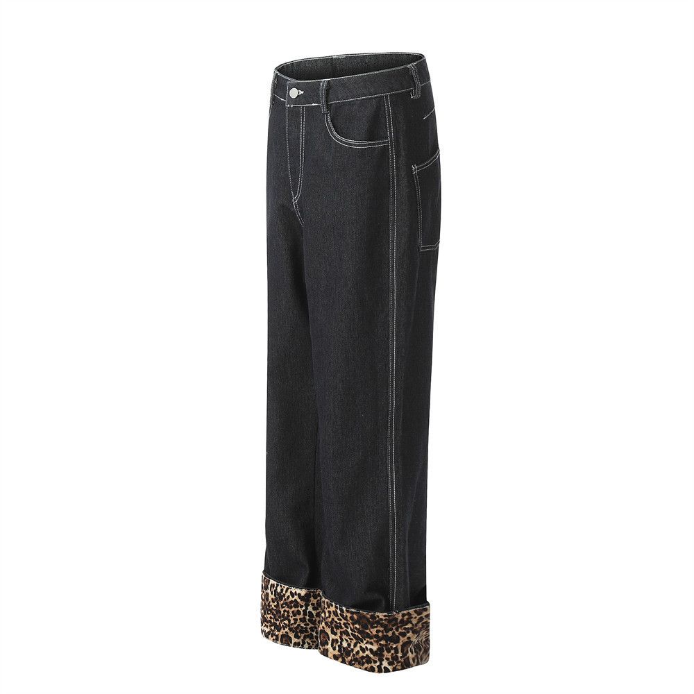 Japanese Brand × Jean American high street leopard print cuffed jeans for men Size US 32 / EU 48 - 2 Thumbnail