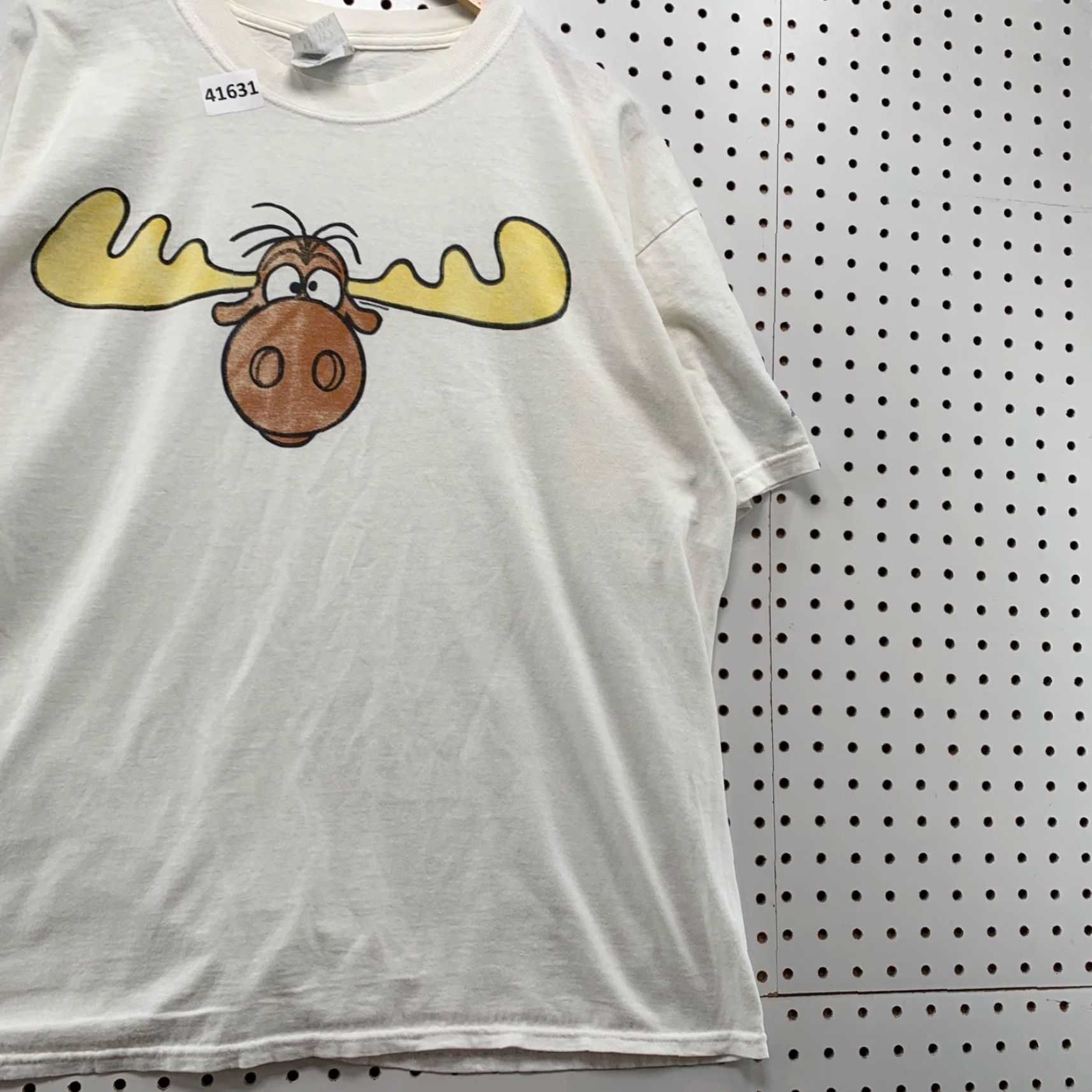 Gildan Vintage Rocky & Bullwinkle T-Shirt Men's XL White Cartoon 1990s Game logo Size US XL / EU 56 / 4 - 6 Thumbnail