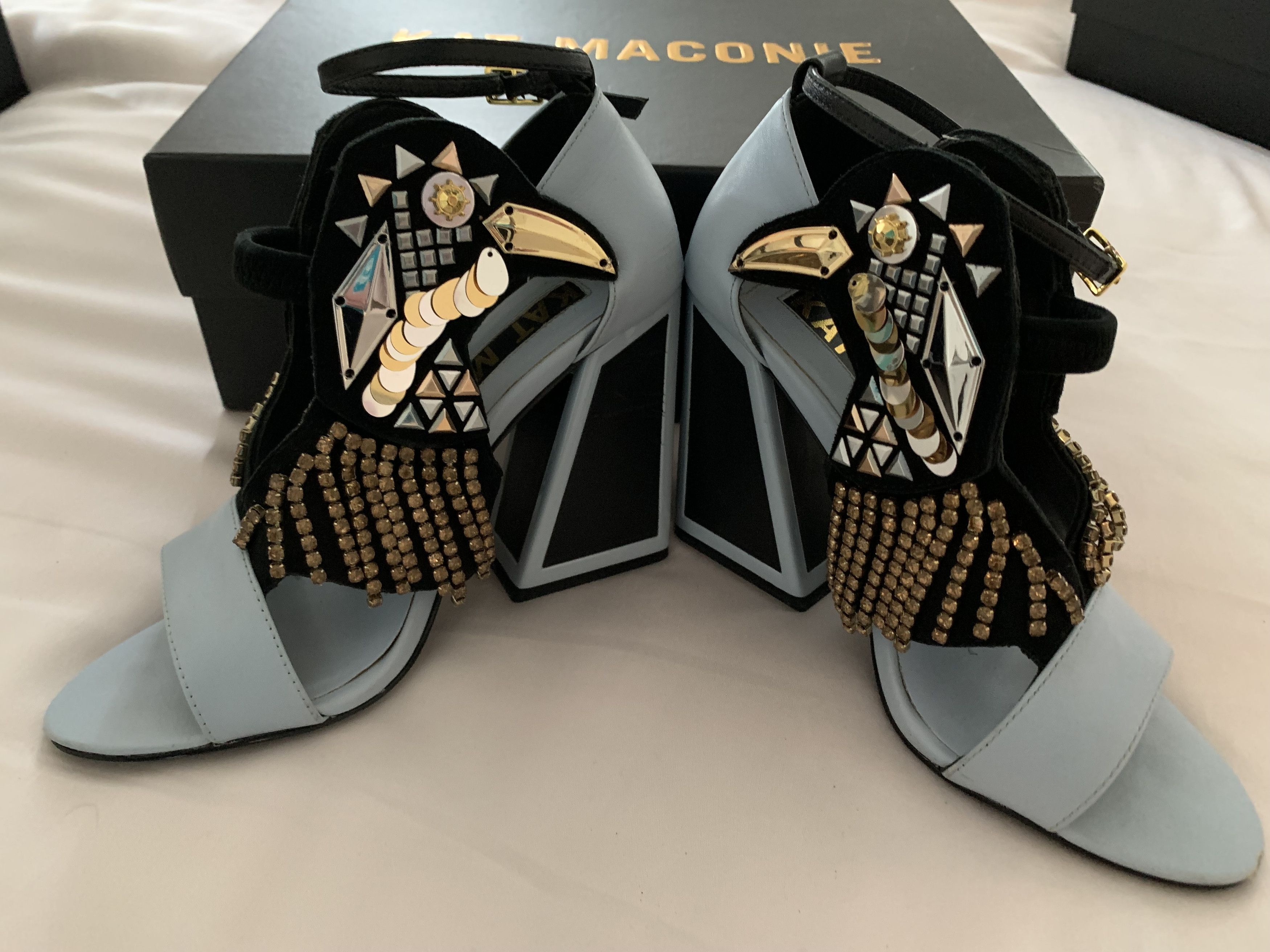Other Kat Maconie Resort Aya Embellished Block Heel Shoes Size 5 Size US 5 / IT 35 - 1 Thumbnail