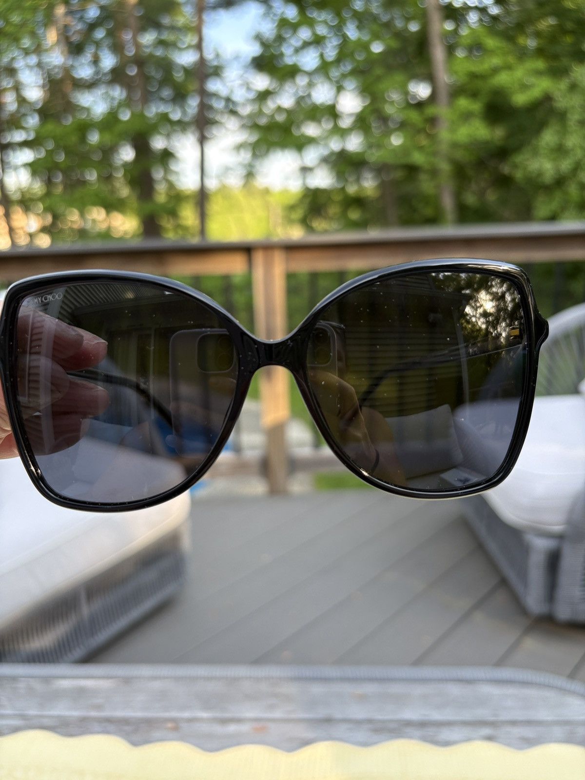 Jimmy Choo Black Oversized Jimmy Choo Sunglasses Size ONE SIZE - 3 Thumbnail