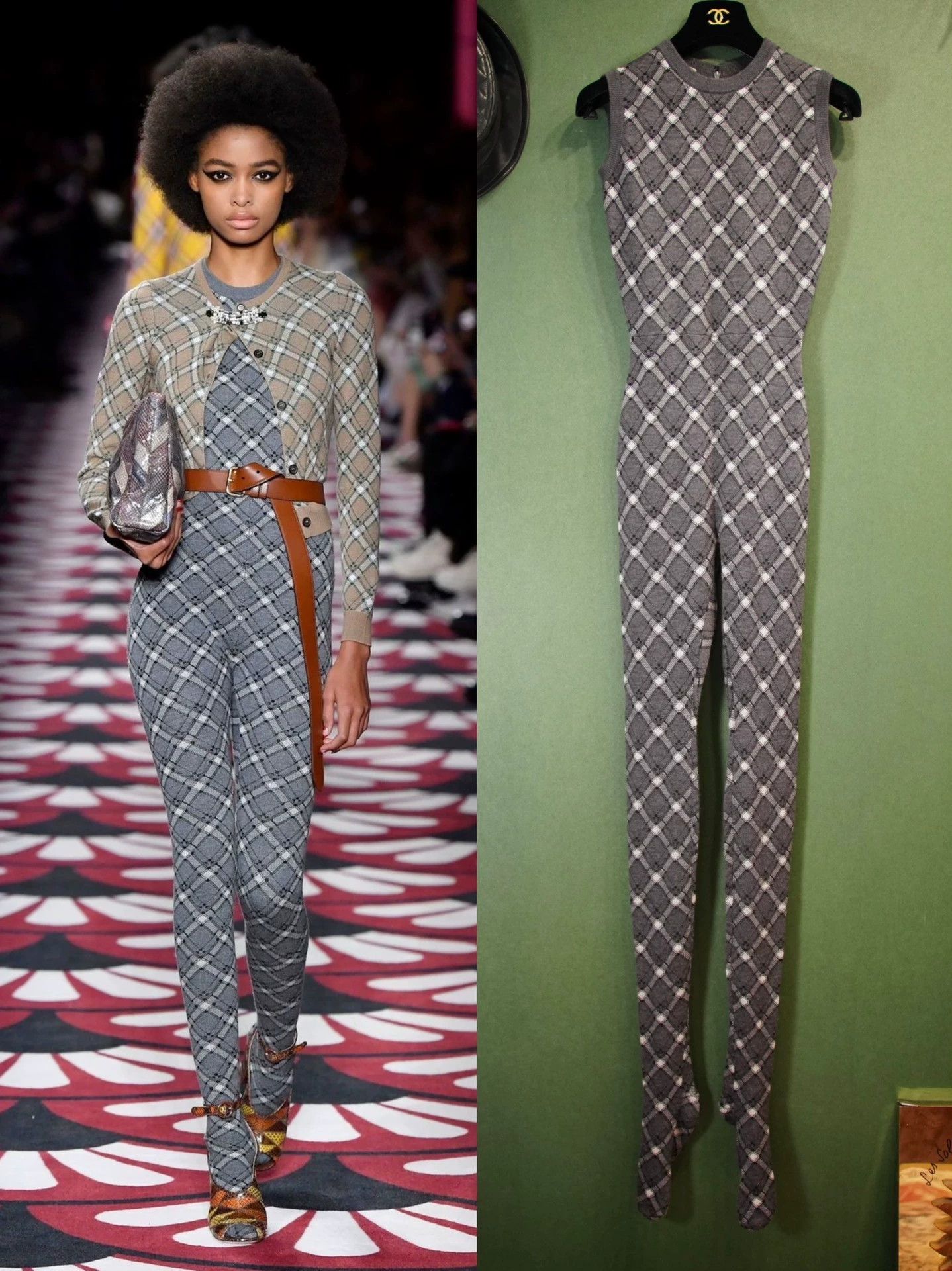 Miu Miu MIU MIU 2020 AW Vintage Wool Check Women's Jumpsuit S Size 26" / US 2 / IT 38 - 2 Thumbnail