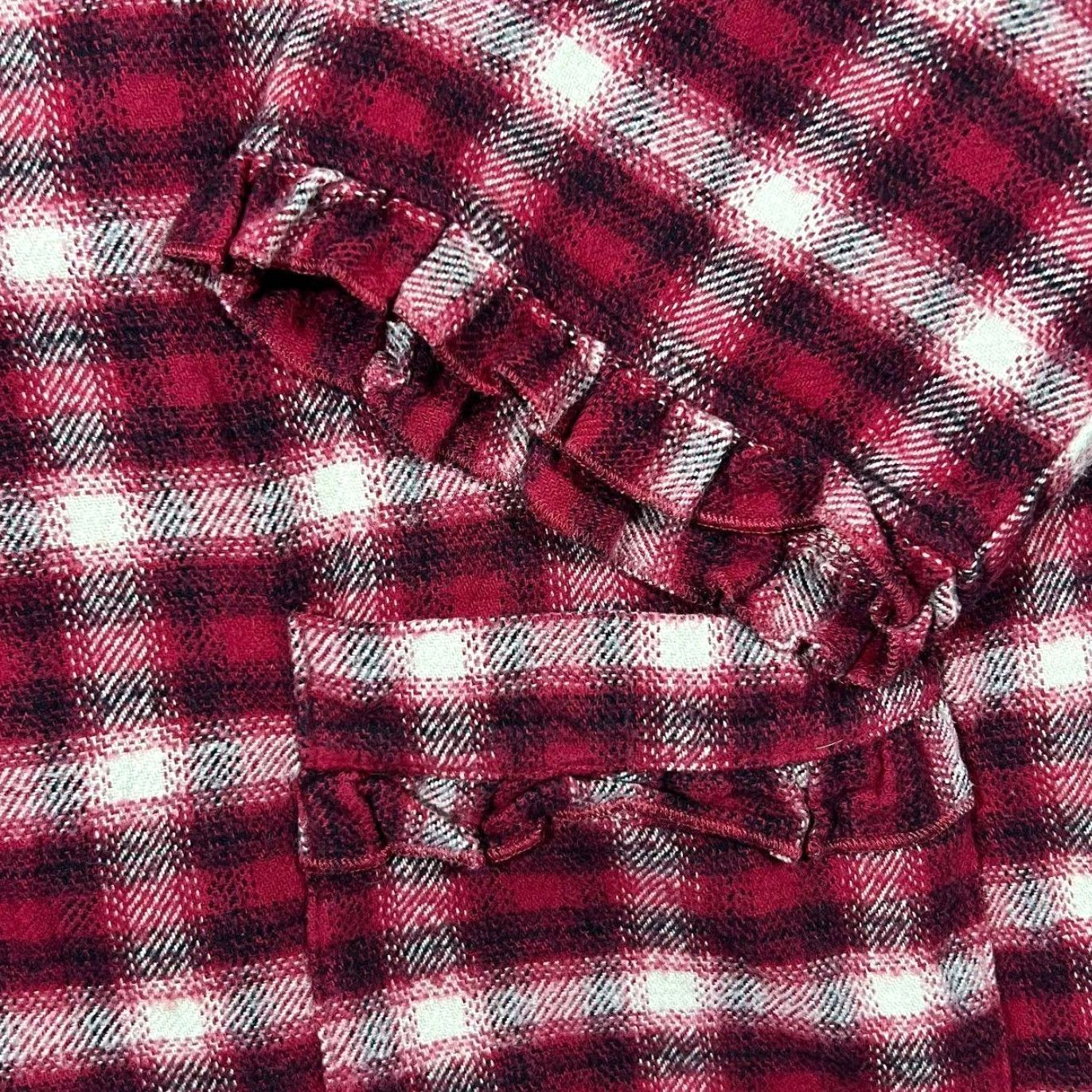 Vintage Sundance Shirt Womens M Frilled Trim Long Sleeve Flannel Cotton Tartan Check Red/Black/White 100% Cotton Portugal Size M / US 6-8 / IT 42-44 - 4 Thumbnail