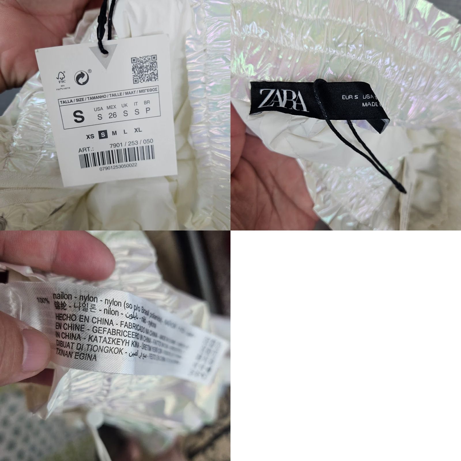 Zara ZARA Reflective Cargo High Rise No lining Jogger pant S NEW Womens Regular Pants Nylon White Size 28" / US 6 / IT 42 - 8 Thumbnail