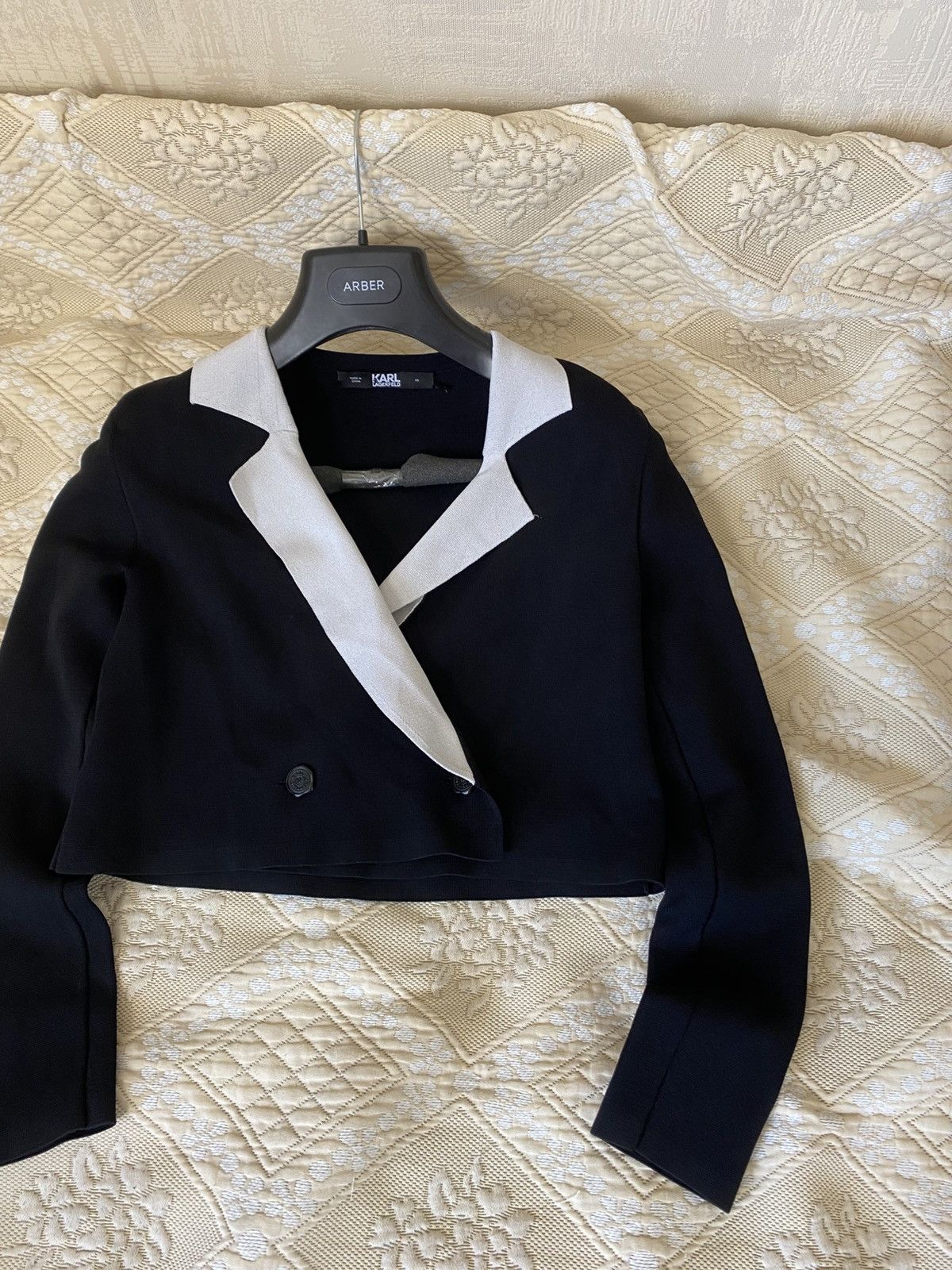 Karl Lagerfeld 🔥 2023 Karl Lagerfeld Cropped Tailored Cardigan Blazer Black Size XS / US 0-2 / IT 36-38 - 10 Thumbnail