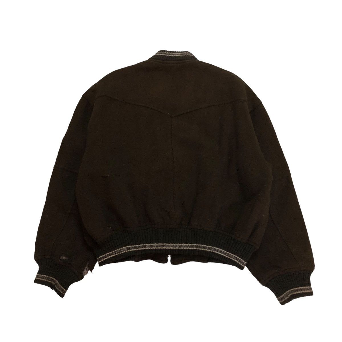 Japanese Brand 🔥VINTAGE WOOL BOMBER JACKET SCOOP SPELL OUT ISSEY MIYAKE Size US M / EU 48-50 / 2 - 2 Thumbnail