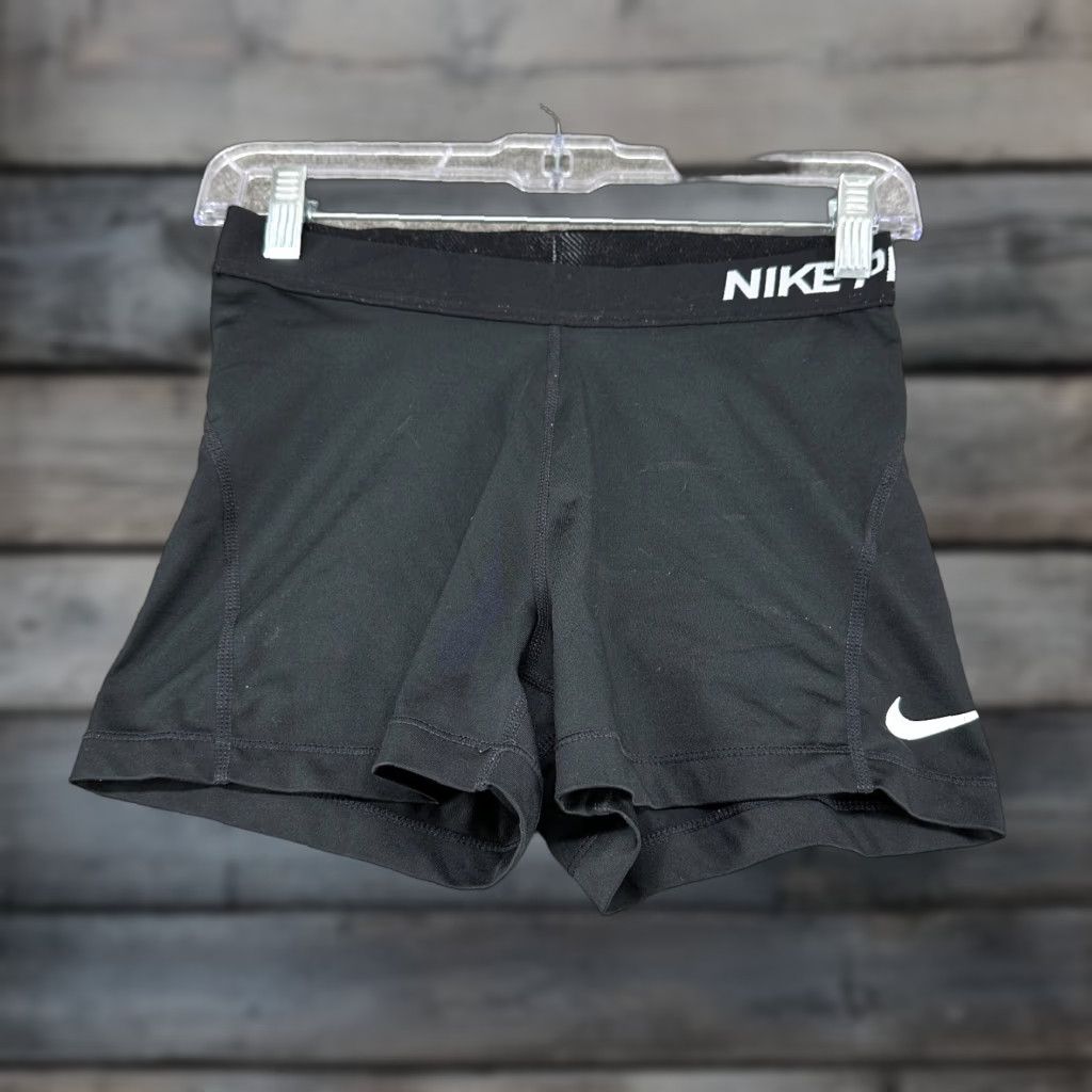 Nike Nike Shorts Womens M Black Dri Fit Pro Spellout Compression Swoosh Logo Solid Casual Athletic Size 32" / US 10 / IT 46 - 1 Thumbnail