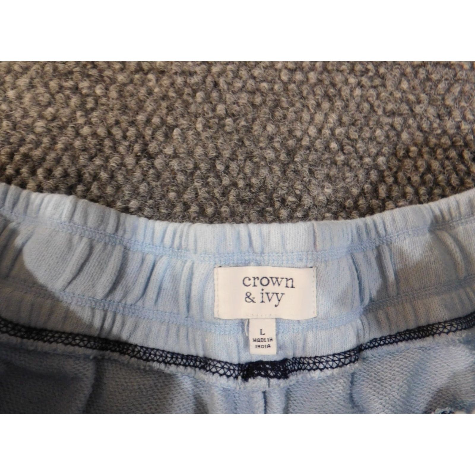 Vintage Crown & Ivy Sweatpants Women L Blue Knit Stretch Polyester Size 36" / US 14 / IT 50 - 3 Thumbnail