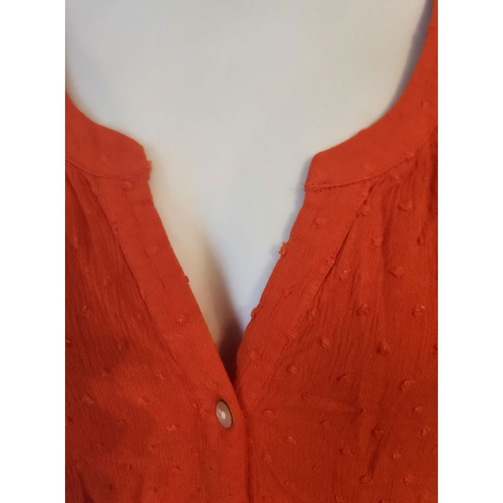 Vintage VINTAGE: No Rose & Olive Orange Flutter Sleeve Smocked Trim Swiss Dot Top 3X Shirt Women 3X Orange Flutter Sleeve Blouse 3X Rose & Olive Womens Pink? Size XXL / US 16-18 / IT 52-54 - 5 Thumbnail