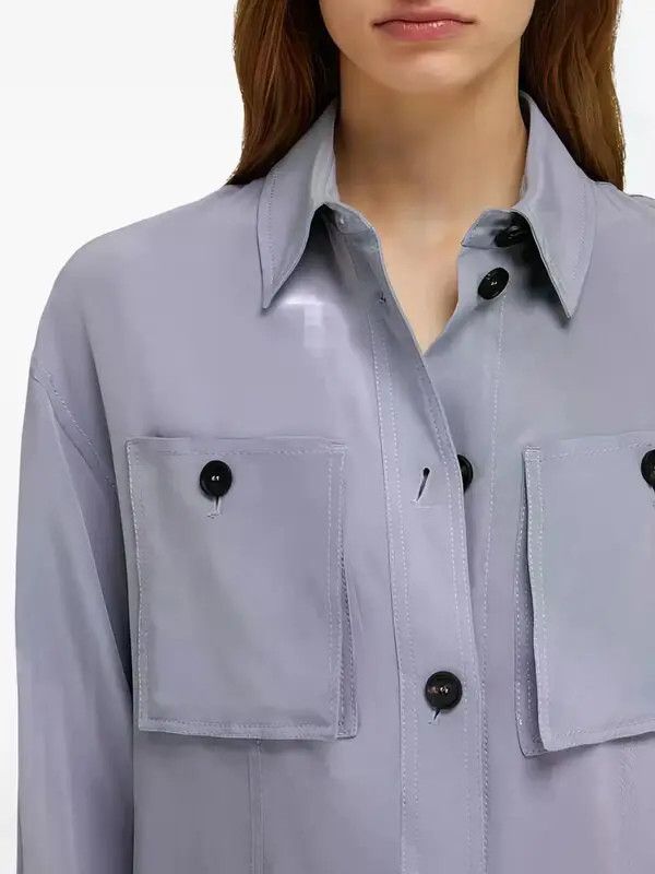 Salvatore Ferragamo o1s1rm0526 Double-pocket Shirt in Grey Size S / US 4 / IT 40 - 4 Thumbnail