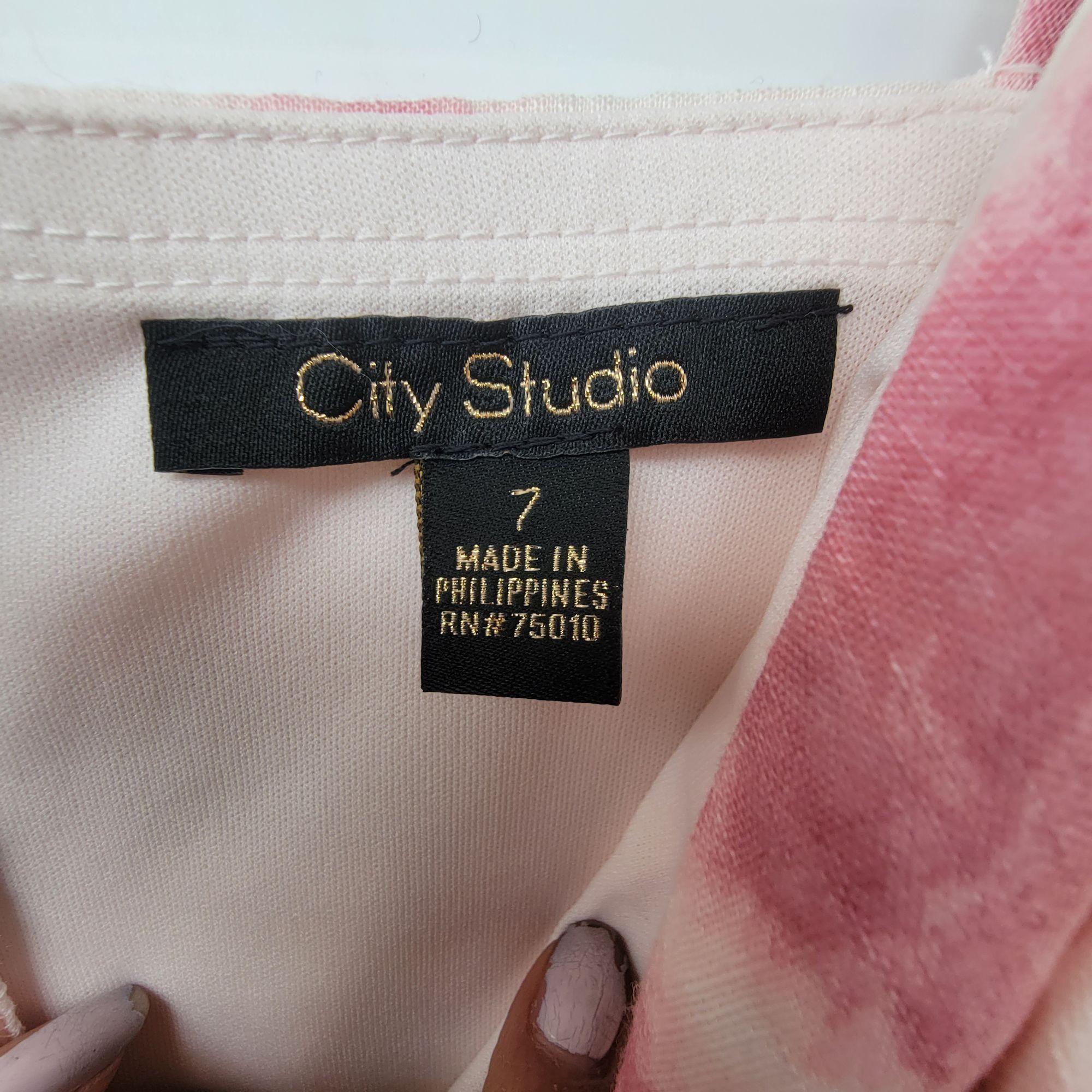 Other Women's Dress Sz 7 CITY STUDIO White Pink Stretch Spaghetti Size S / US 4 / IT 40 - 4 Thumbnail