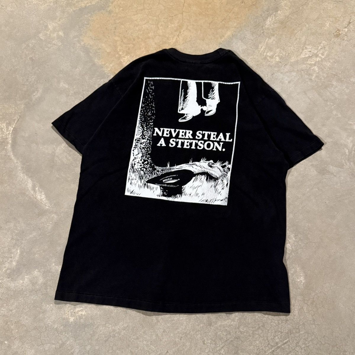 Vintage 1990s “Never Steal a Stetson” Faded Cowboy Tee ERD Grunge Size US L / EU 52-54 / 3 - 2 Thumbnail