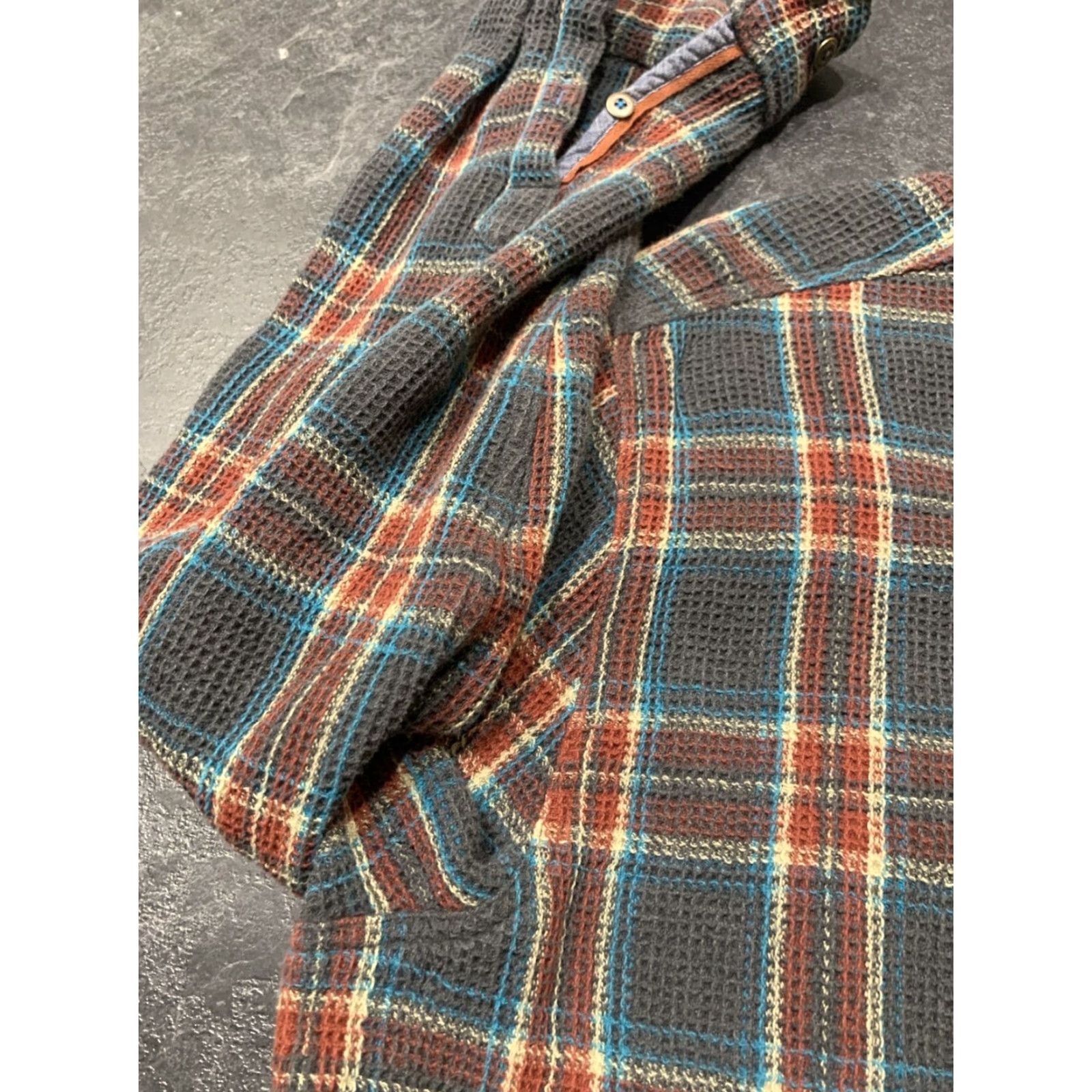 Carbon Carbon Plaid Waffle Knit Long Sleeve Button-Up Shirt XL Multicolor Mens Size US XL / EU 56 / 4 - 5 Thumbnail