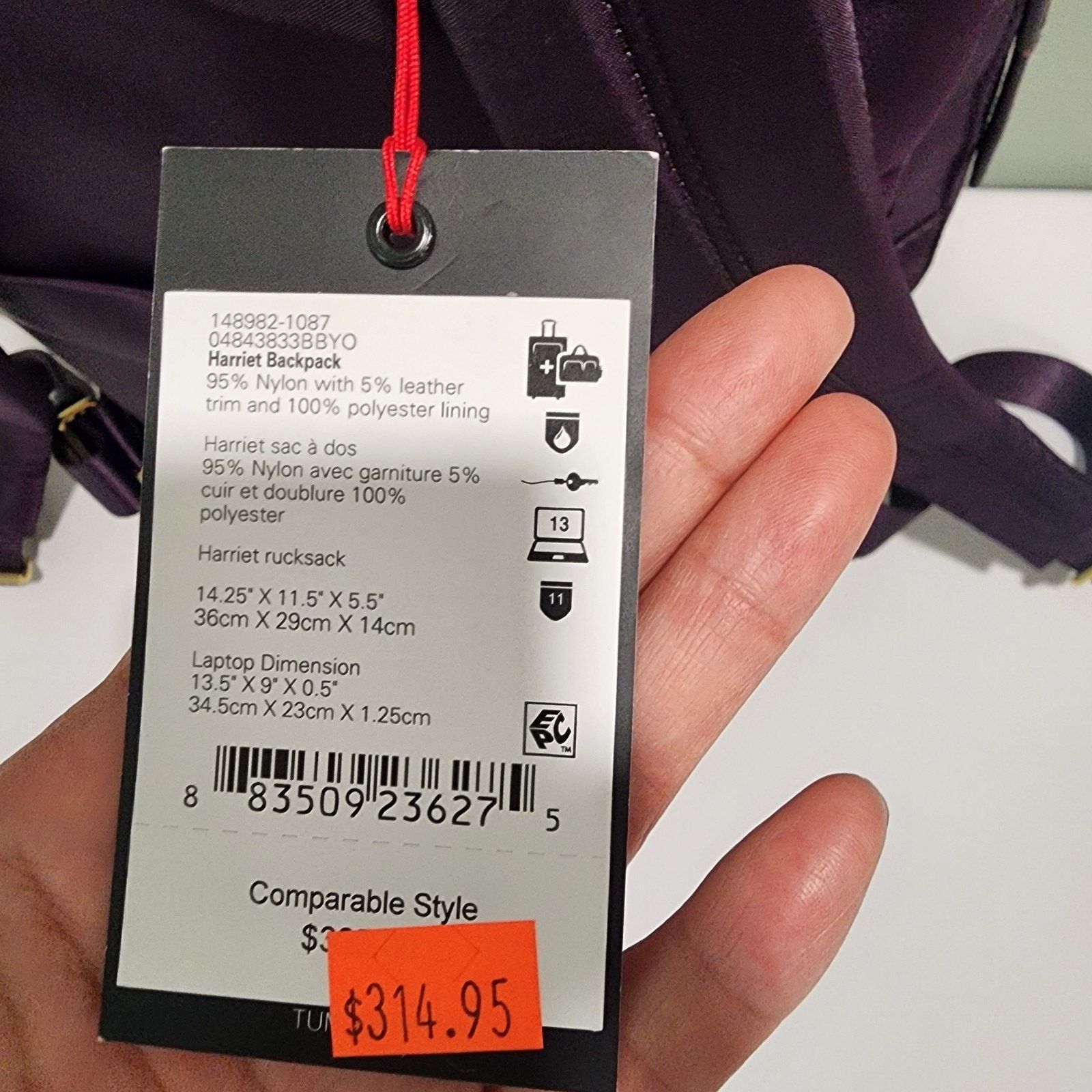 Tumi Tumi Voyageur HARRIET Laptop Backpack Black Berry Purple Size ONE SIZE - 5 Thumbnail