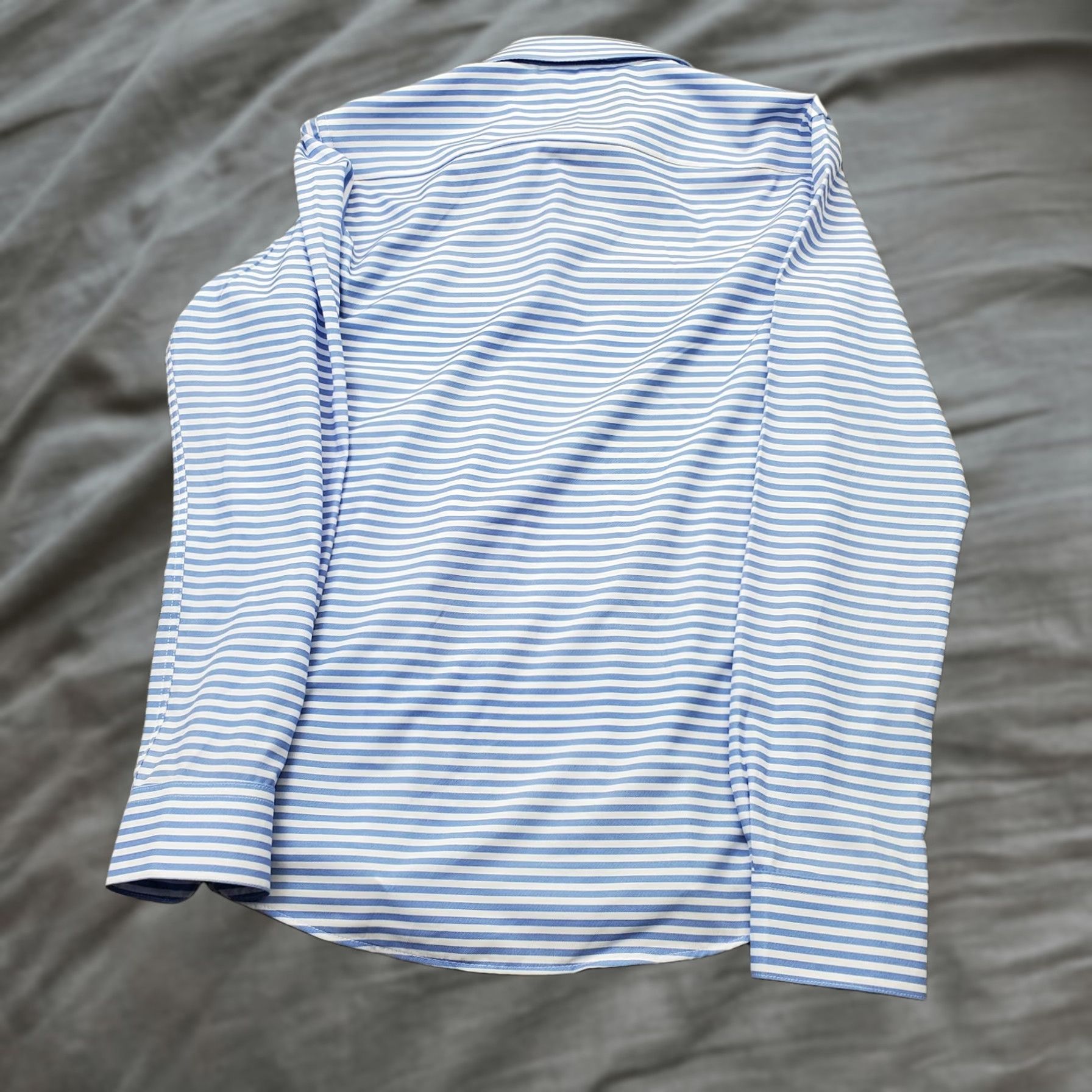 Vintage Michael Strahan Dress Shirt Mens S Blue Striped 4-Way Stretch Collared Button-Up Shirt Size 36R - 1 Thumbnail