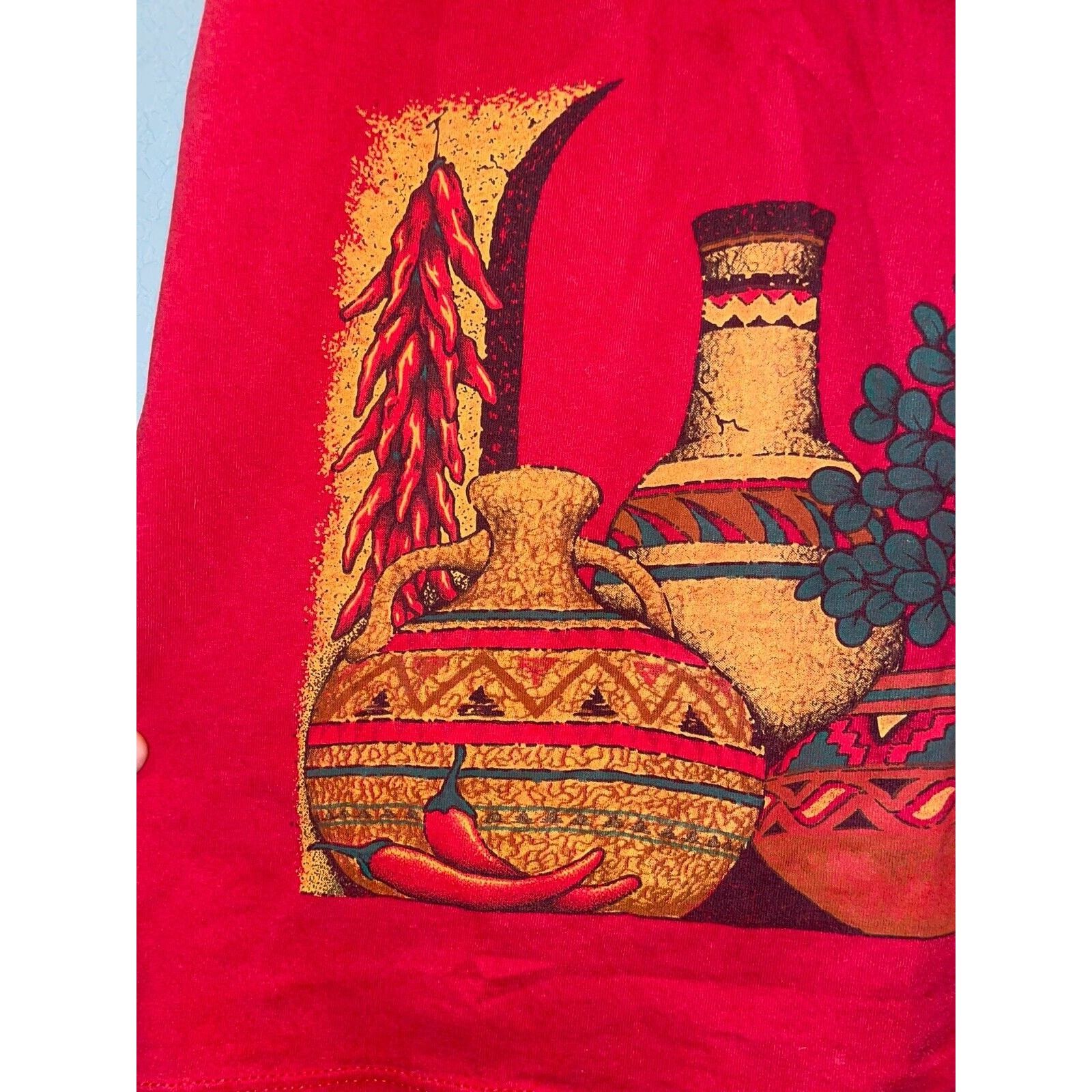 Jerzees Vintage Native Sleeper Shirt Mexican Art Vase Pots Tee 90s Size US XL / EU 56 / 4 - 3 Thumbnail