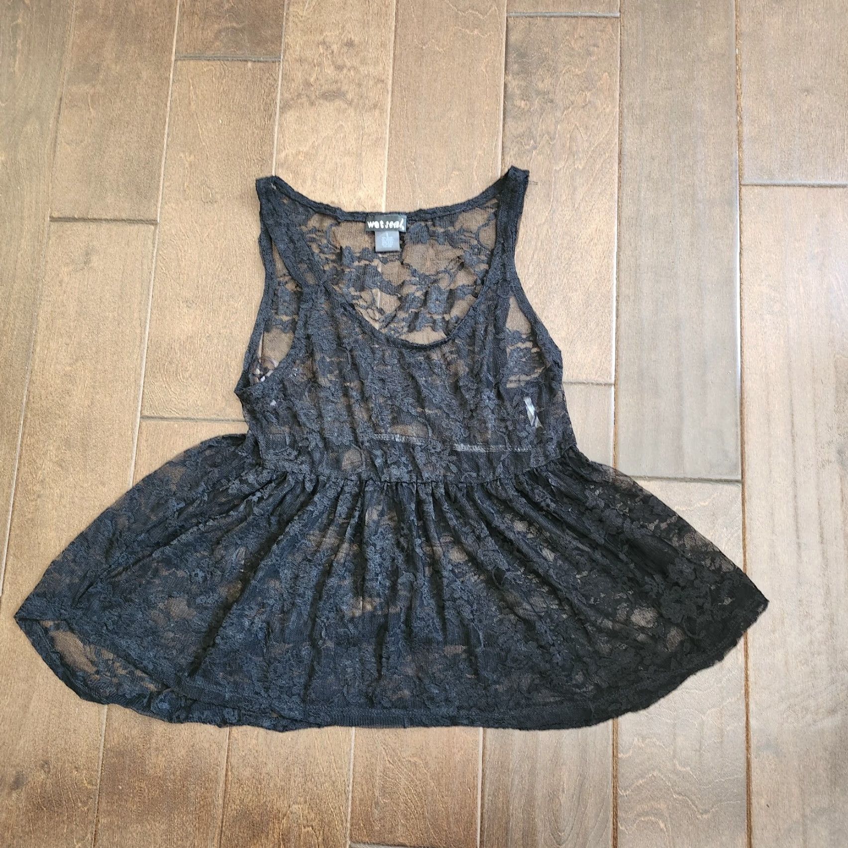 Vintage VINTAGE Wet Seal Black Sleeveless Lace Blouse - Size Small Women Shirt - Sheer Floral, Pullover, Casual, Regular Fit Size S / US 4 / IT 40 - 2 Thumbnail