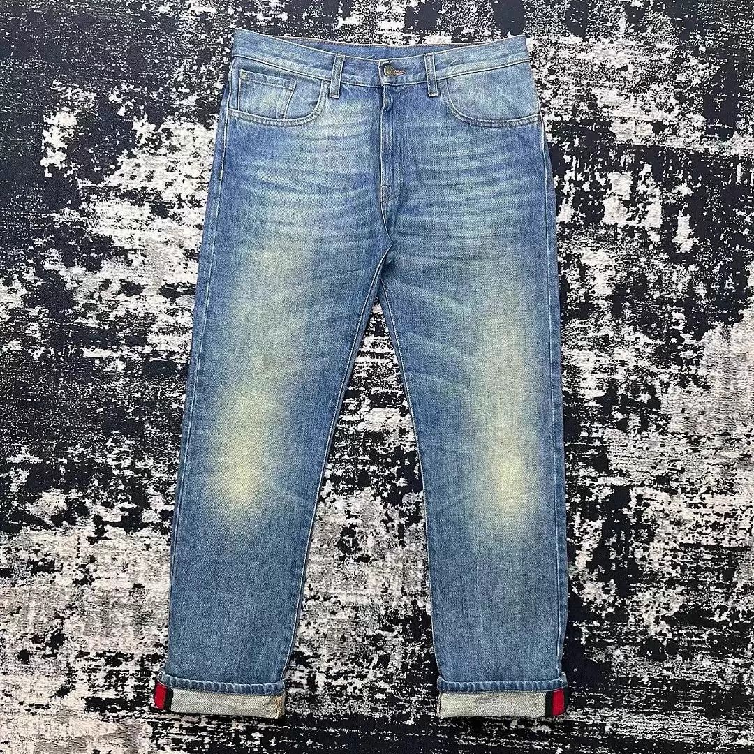 Gucci GUCCI red green stripe leather tag cuff jeans Size US 31 - 1 Thumbnail