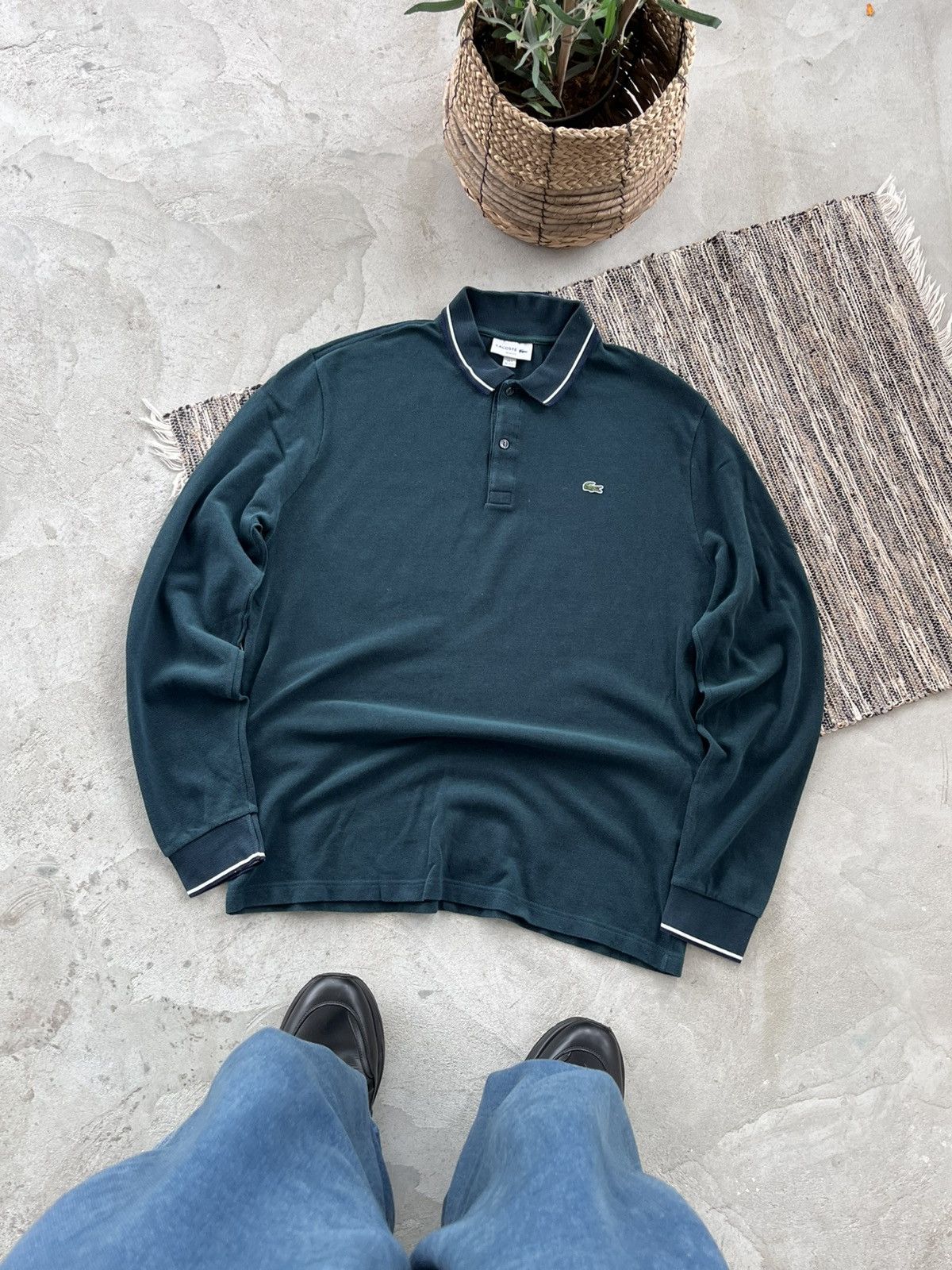 Lacoste Vintage Lacoste Rugby Shirt Green Minimalist Small Logo Y2K Size US XXL / EU 58 / 5 - 1 Thumbnail