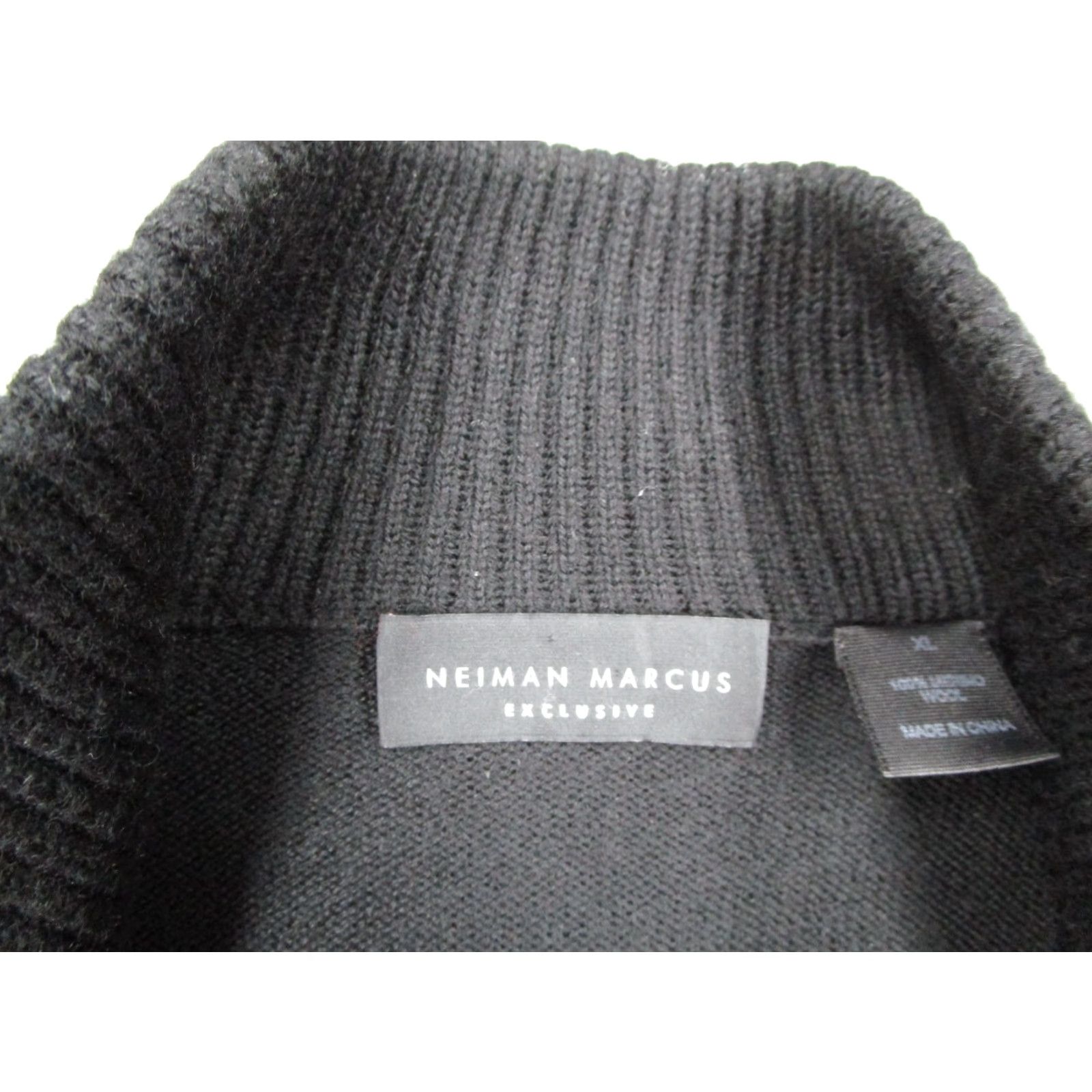Neiman Marcus Neiman Marcus Sweater Mens XL Black Merino Wool Full Zip Mock Neck Cardigan Size US XL / EU 56 / 4 - 2 Thumbnail