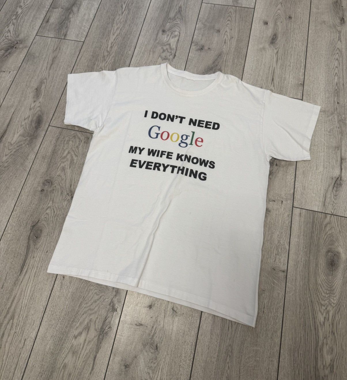 Vintage Vintage I Don’t Need Google My Wife Knows Everything T-Shirt Size US M / EU 48-50 / 2 - 2 Thumbnail