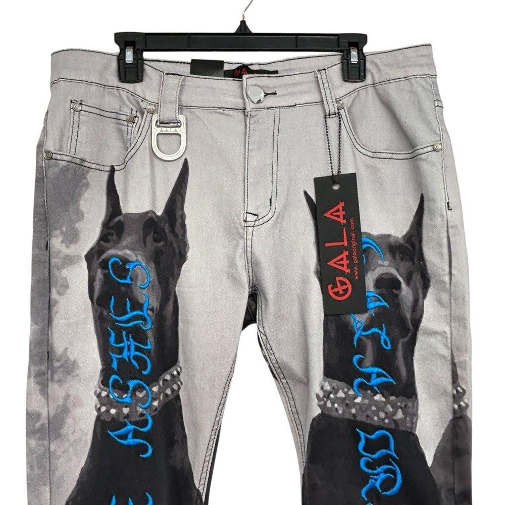Other Gala Jeans NWT $180 Doberman Dog Graphic Gothic Streetwear Size US 36 / EU 52 - 10 Thumbnail
