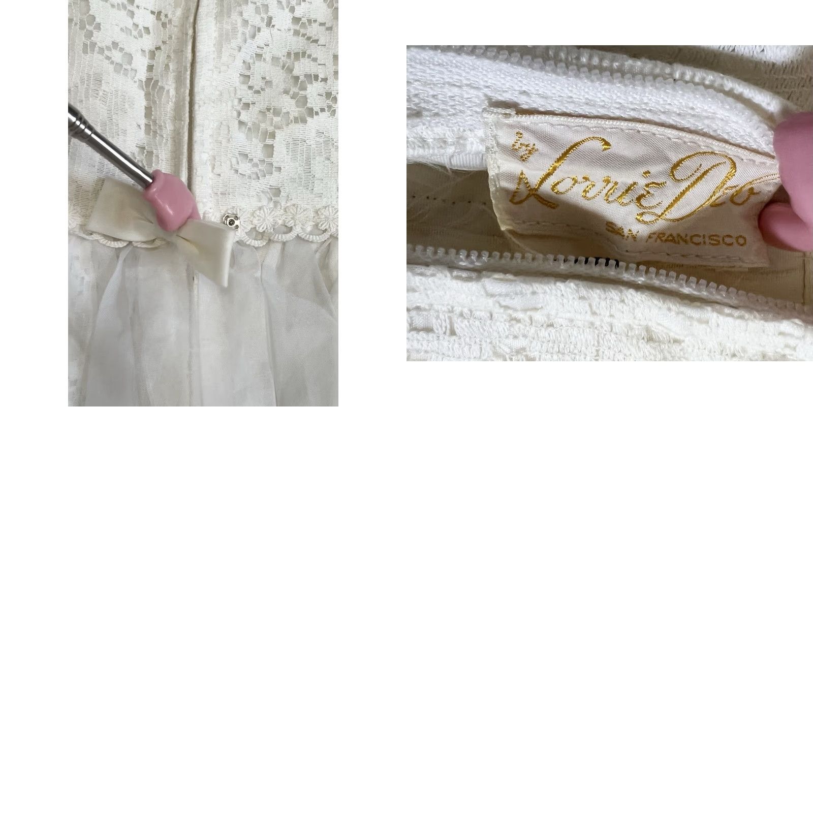 Vintage VINTAGE 1960s Lorrie Deb Dress Ivory Empire Bow Small / Medium Chiffon Edwardian Style Womens Size S / US 4 / IT 40 - 9 Thumbnail