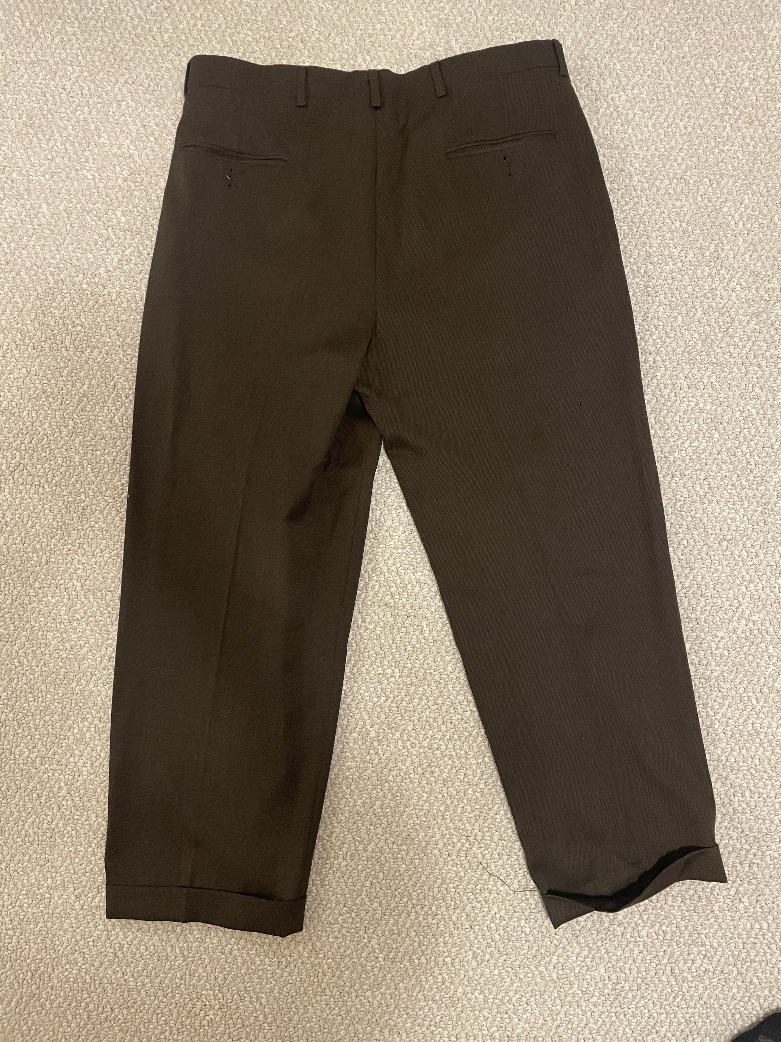 Designer × Hart Schaffner Marx Hart Schaffner Marx Brown Wool Pleated Trousers Size 36R - 2 Thumbnail