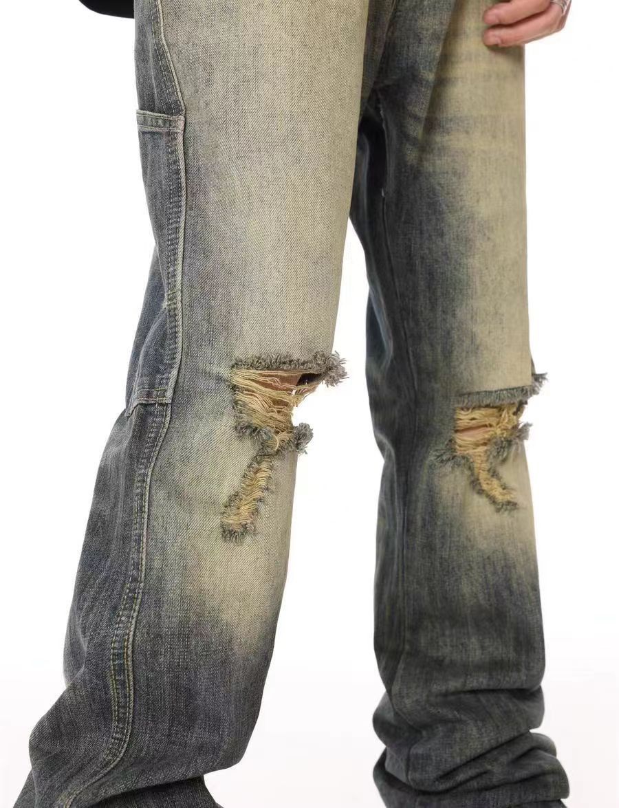 Japanese Brand × Jean Vintage washed ripped hip hop straight leg jeans Size US 32 / EU 48 - 2 Thumbnail