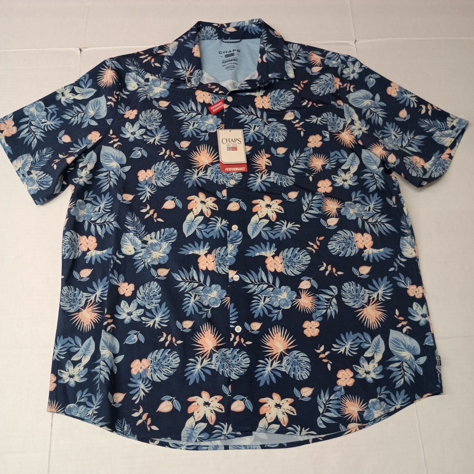 Chaps Chaps Woven Shirt Men's Size 2XL Blue Floral Stretch UPF 50 Size US XXL / EU 58 / 5 - 1 Thumbnail