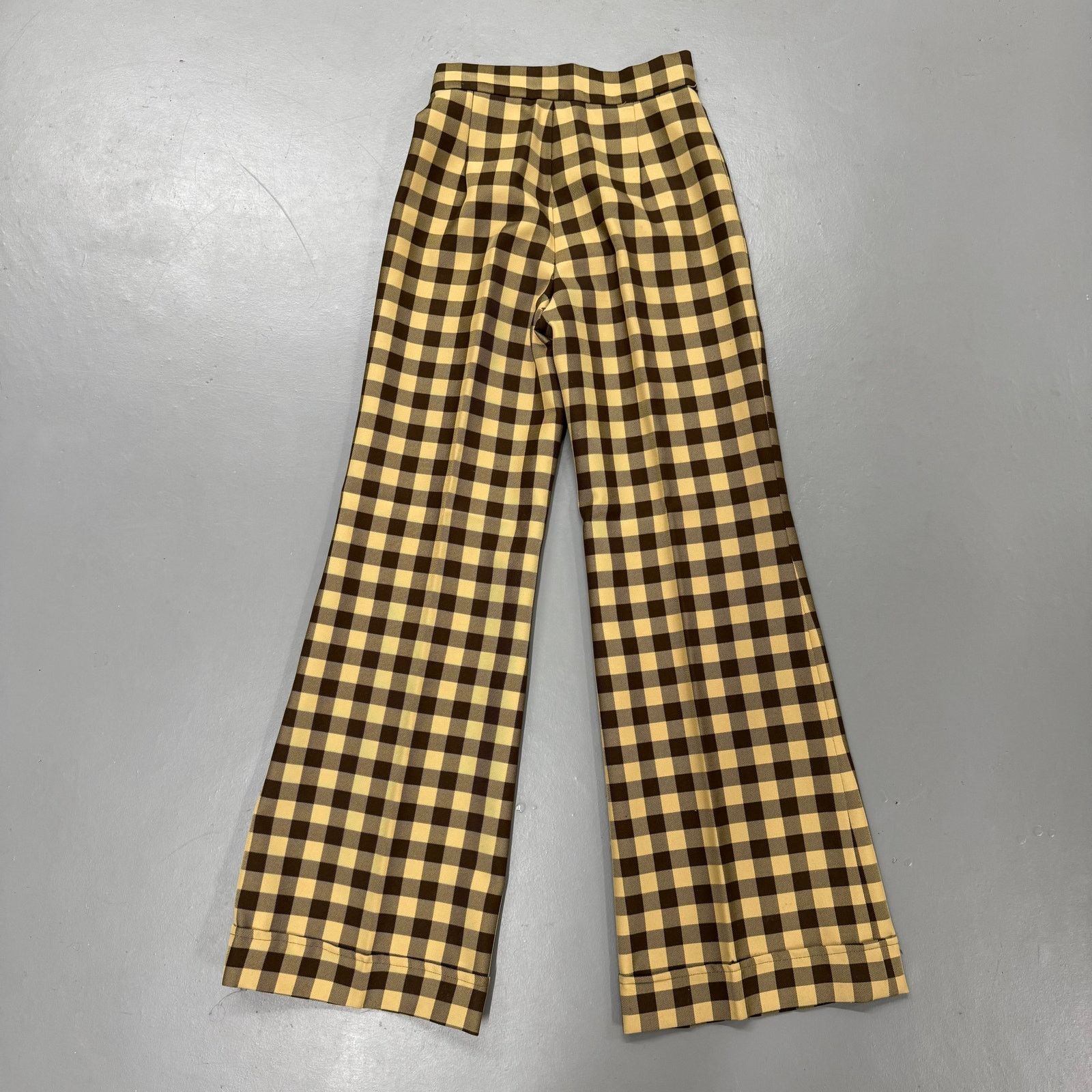 Vintage 70s Plaid Flare Bell Bottom Hippy Pants Size US 28 / EU 44 - 4 Thumbnail
