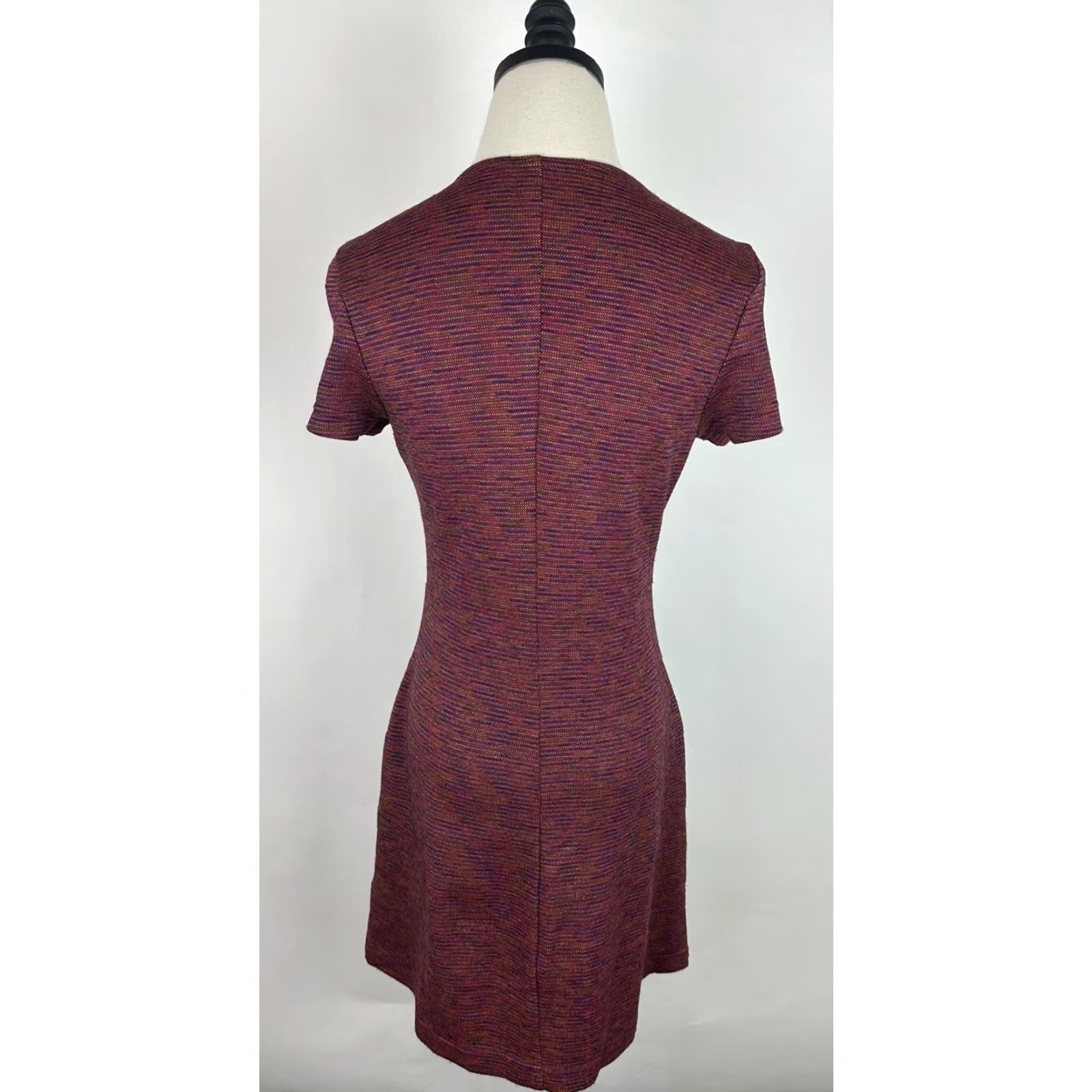 VINTAGE 90s Mini Dress Womens Small Fuchsia Knit V-Neck Stripe Pink 90s  Bohemian Grunge Casual