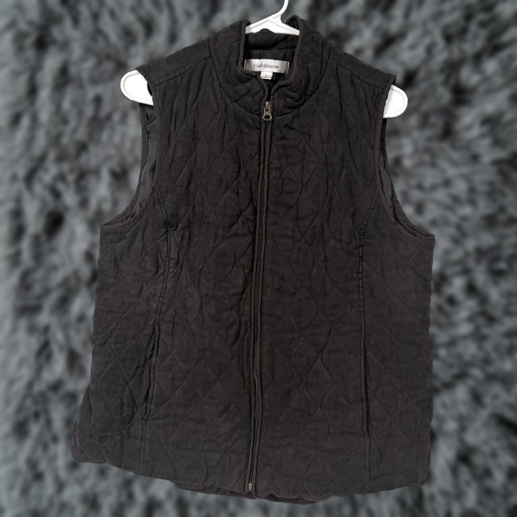 Croft & Barrow Croft & Barrow Vest Womens Large Brown Quilted Full Zip Warm Minimal Gorpcore Size L / US 10 / IT 46 - 1 Thumbnail
