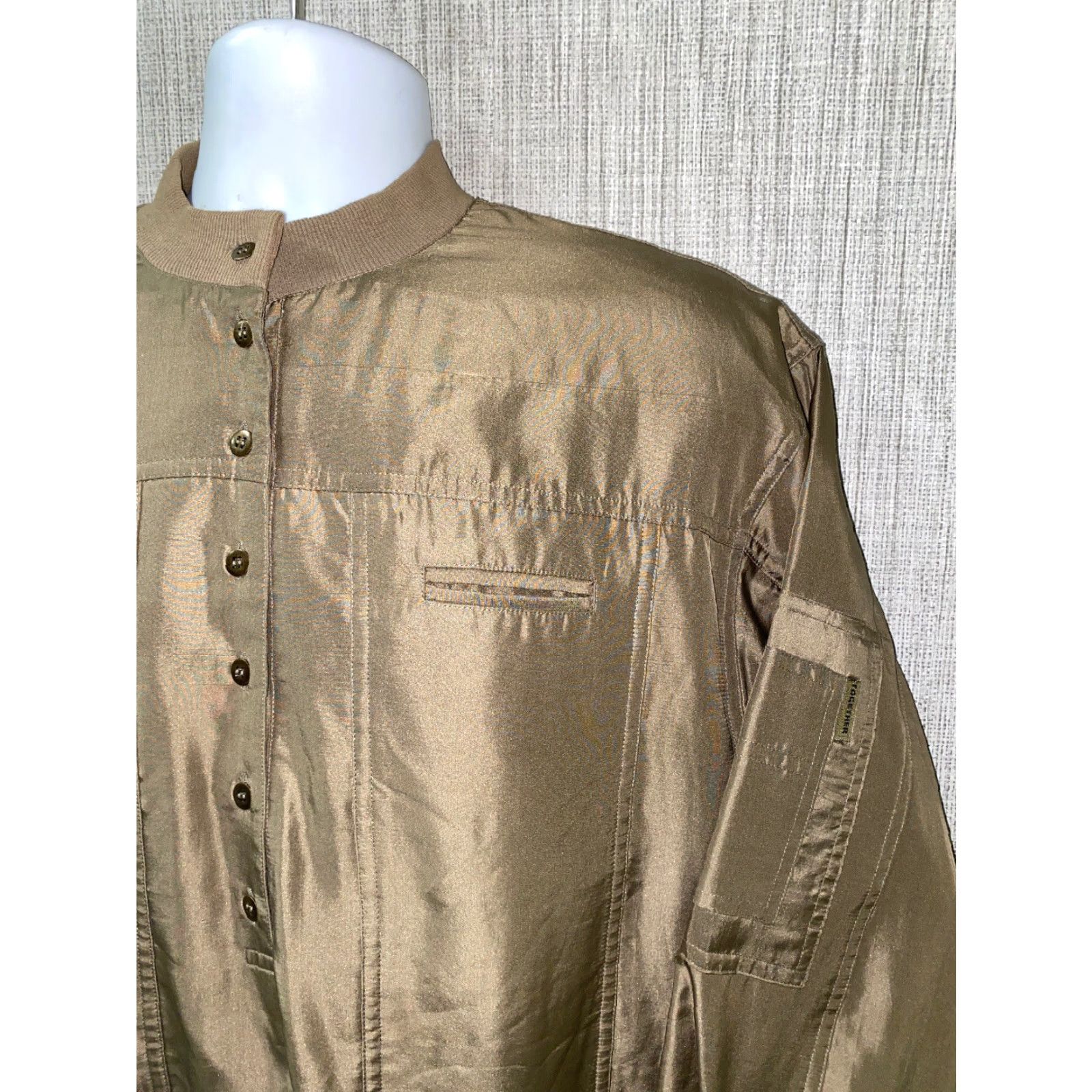 Vintage VINTAGE 80’S Together Silk 1/2 Button Front Jacket Brown M Womens Size M / US 6-8 / IT 42-44 - 2 Thumbnail