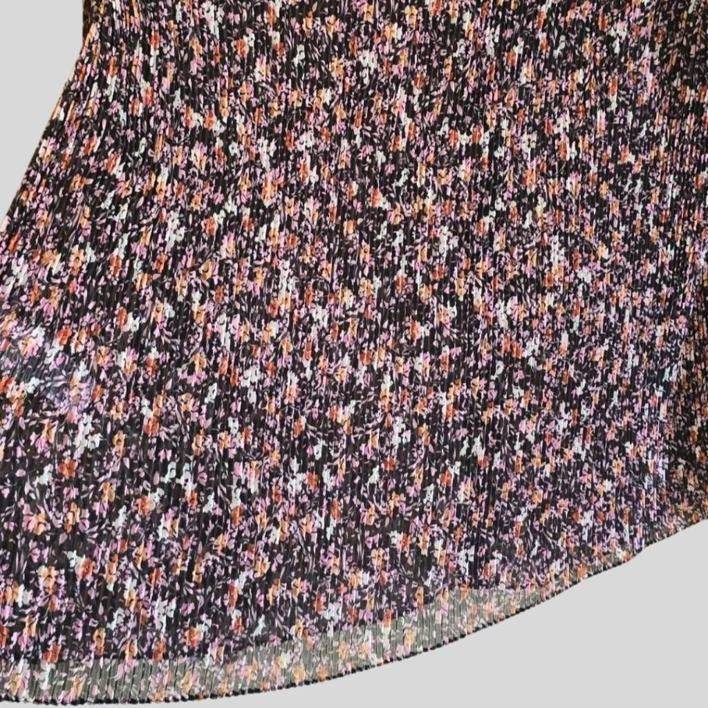 Topshop TOPSHOP Women’s Floral Sheer Blouse Boho Pleated Button-Up L Size XS / US 0-2 / IT 36-38 - 6 Thumbnail