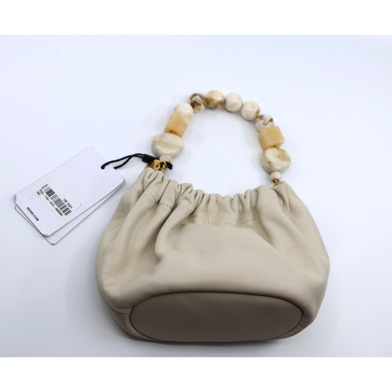 Reiss New REISS Erin Leather Bead-Handle Pouch Bag $250 Sold Out Size ONE SIZE - 3 Thumbnail