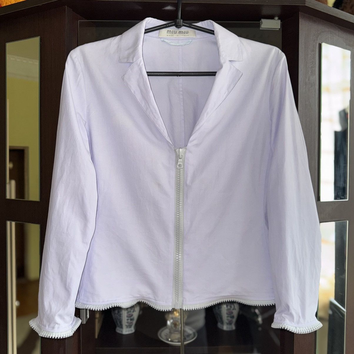 Miu Miu 2000’ Runway Archival Miu Miu Lilac Zip-Trim Jacket + Skirt Size L / US 10 / IT 46 - 9 Thumbnail