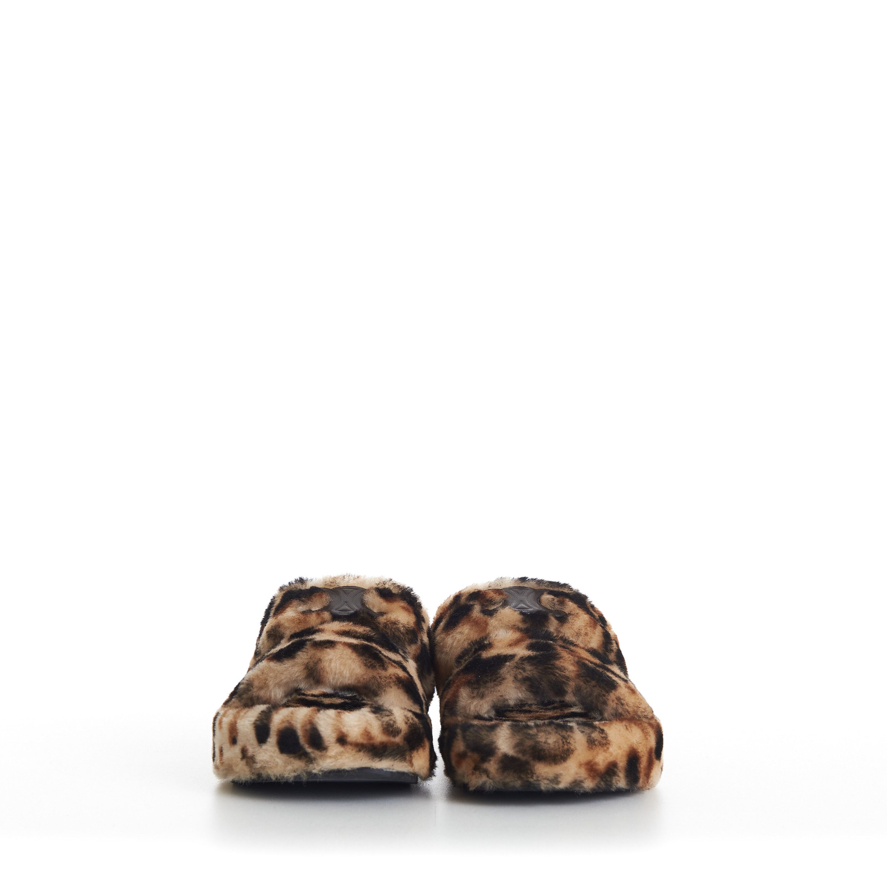 Celine Shearling Fur Slide Sandals - Leopard Pattern Size US 8.5 / IT 38.5 - 3 Thumbnail