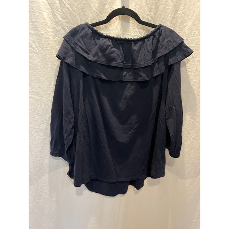J. Jill J. Jill Top Navy Ruffle Off Shoulder Optional Womens Size 3X Size 3XL / US 20-22 - 2 Thumbnail