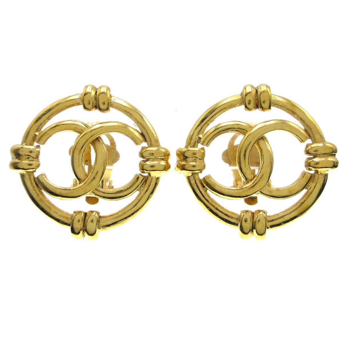 Chanel Chanel Vintage CC Round Cutout Clip-On Earrings Metal Size ONE SIZE - 1 Thumbnail