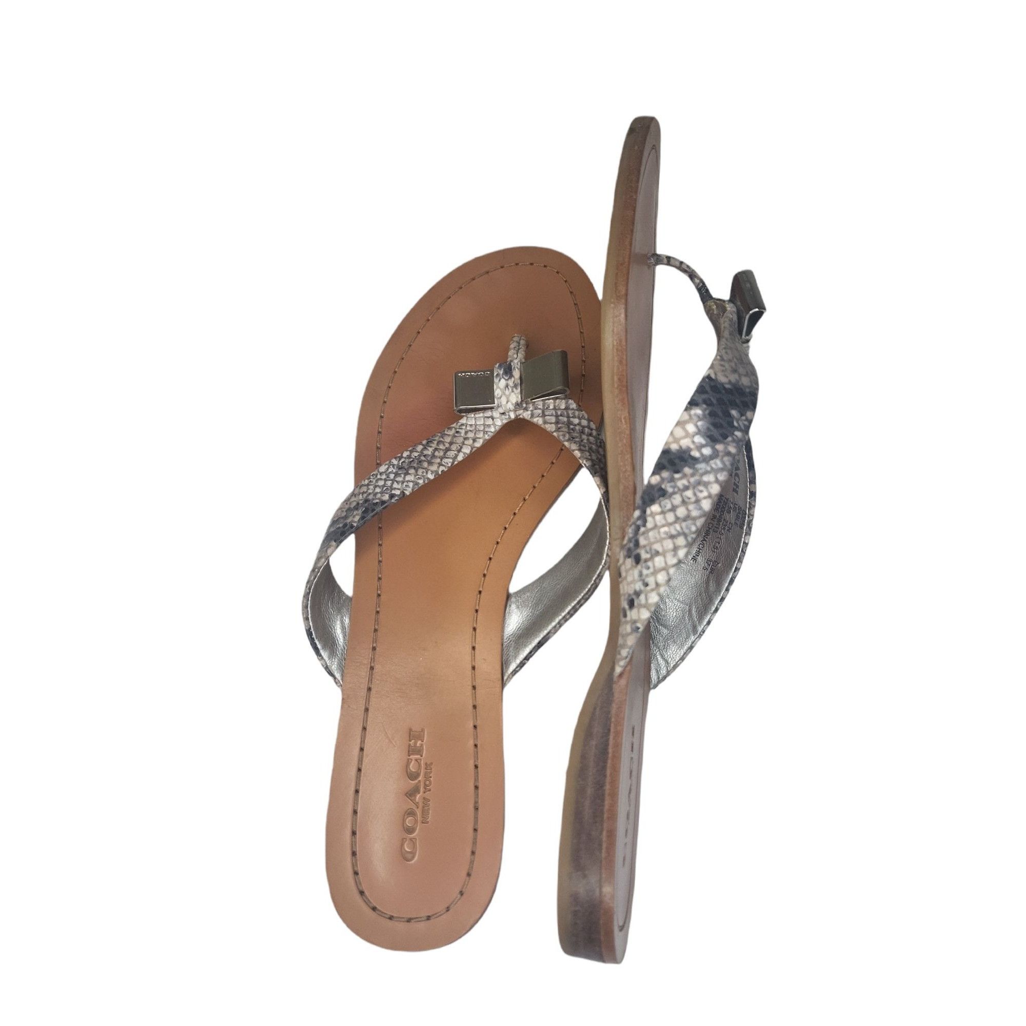 Coach Coach Sable Thong Sandals Women Sz 7.5 B Snakeskin Leather F Size US 7.5 / IT 37.5 - 5 Thumbnail