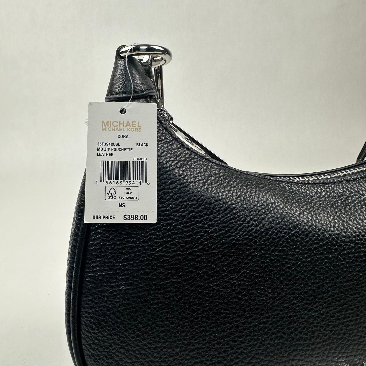 Michael Kors Michael Kors 35F3S4CU6L Cora Black SV Pebbled Leather Medium Size ONE SIZE - 9 Thumbnail