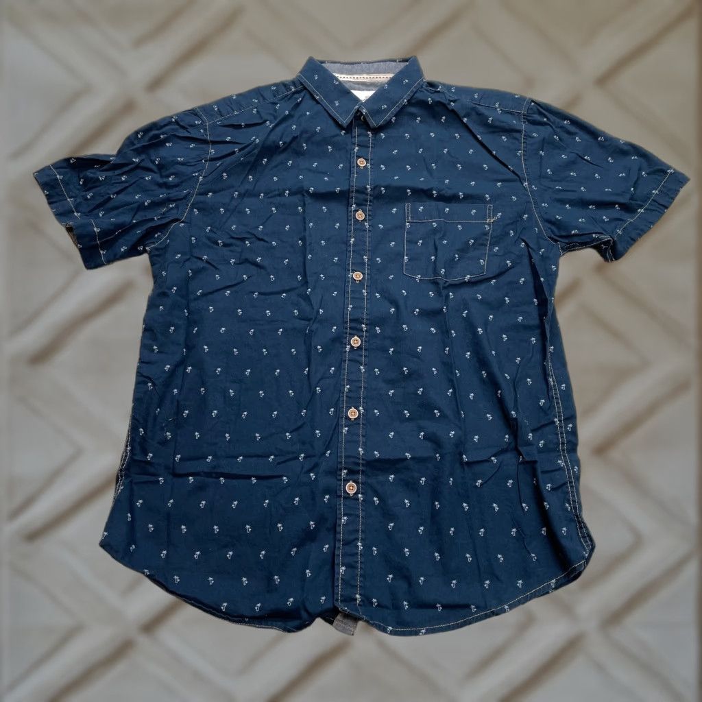 Vintage Craft + Flow Shirt Mens Large Navy Blue Button Up Short Sleeve Palm Trees Size US L / EU 52-54 / 3 - 1 Thumbnail