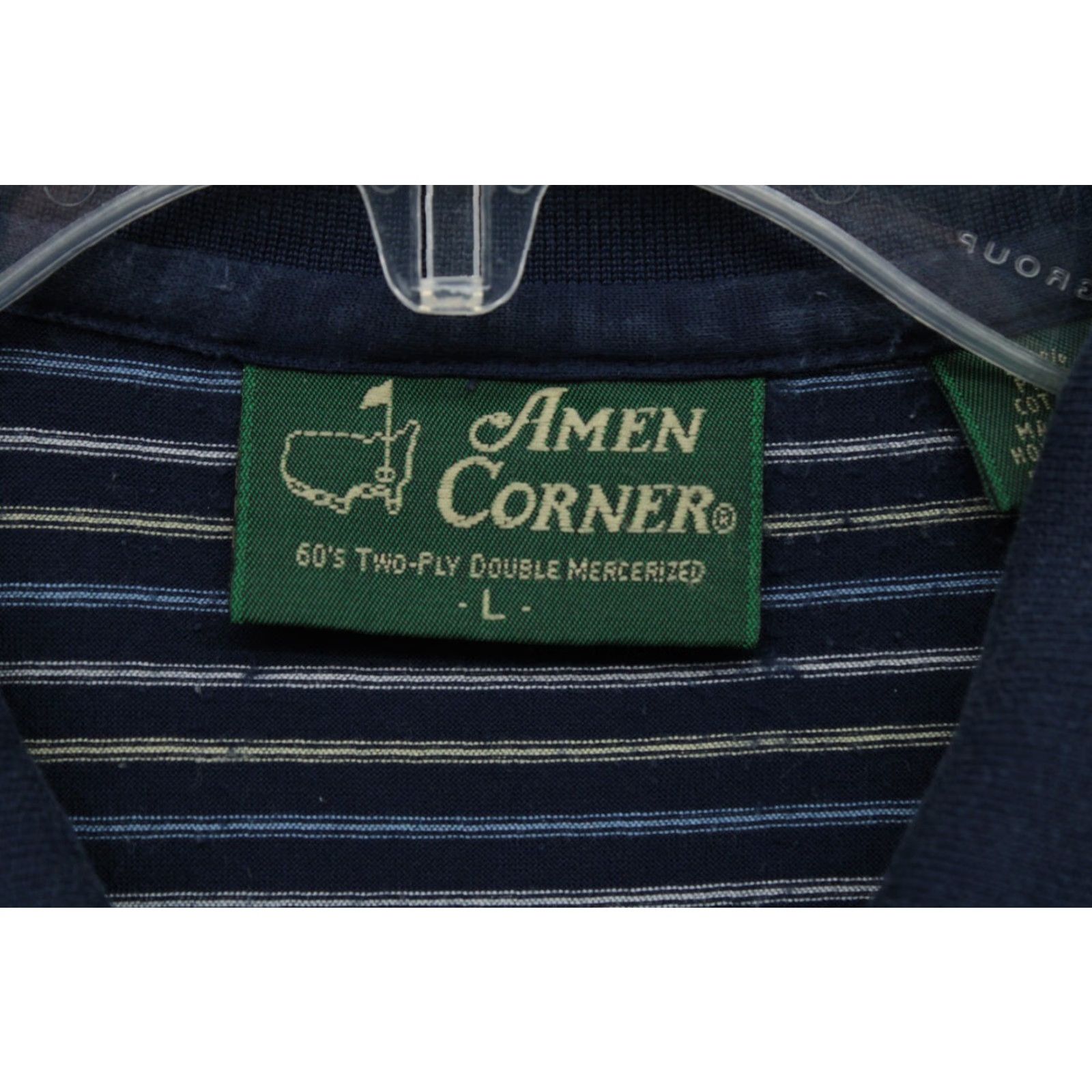 Vintage VINTAGE Masters Amen Corner Golf Polo Shirt Mens Large Blue Striped 60s's Two Ply Double Size US L / EU 52-54 / 3 - 4 Thumbnail