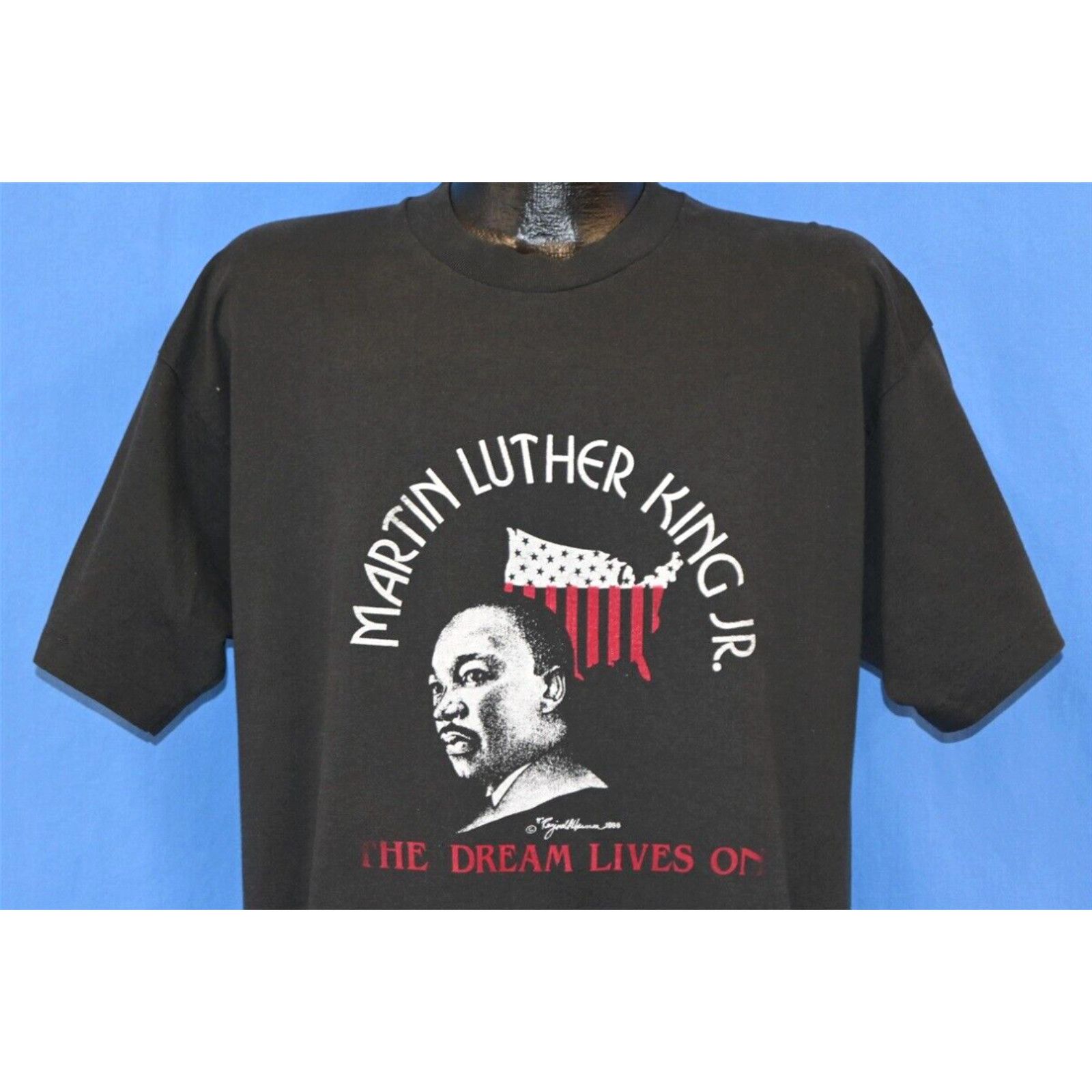 image of Fruit Of The Loom Vintage 80's Dr Martin Luther King Jr The Dream Lives On Freedom Usa T-Shirt XL i