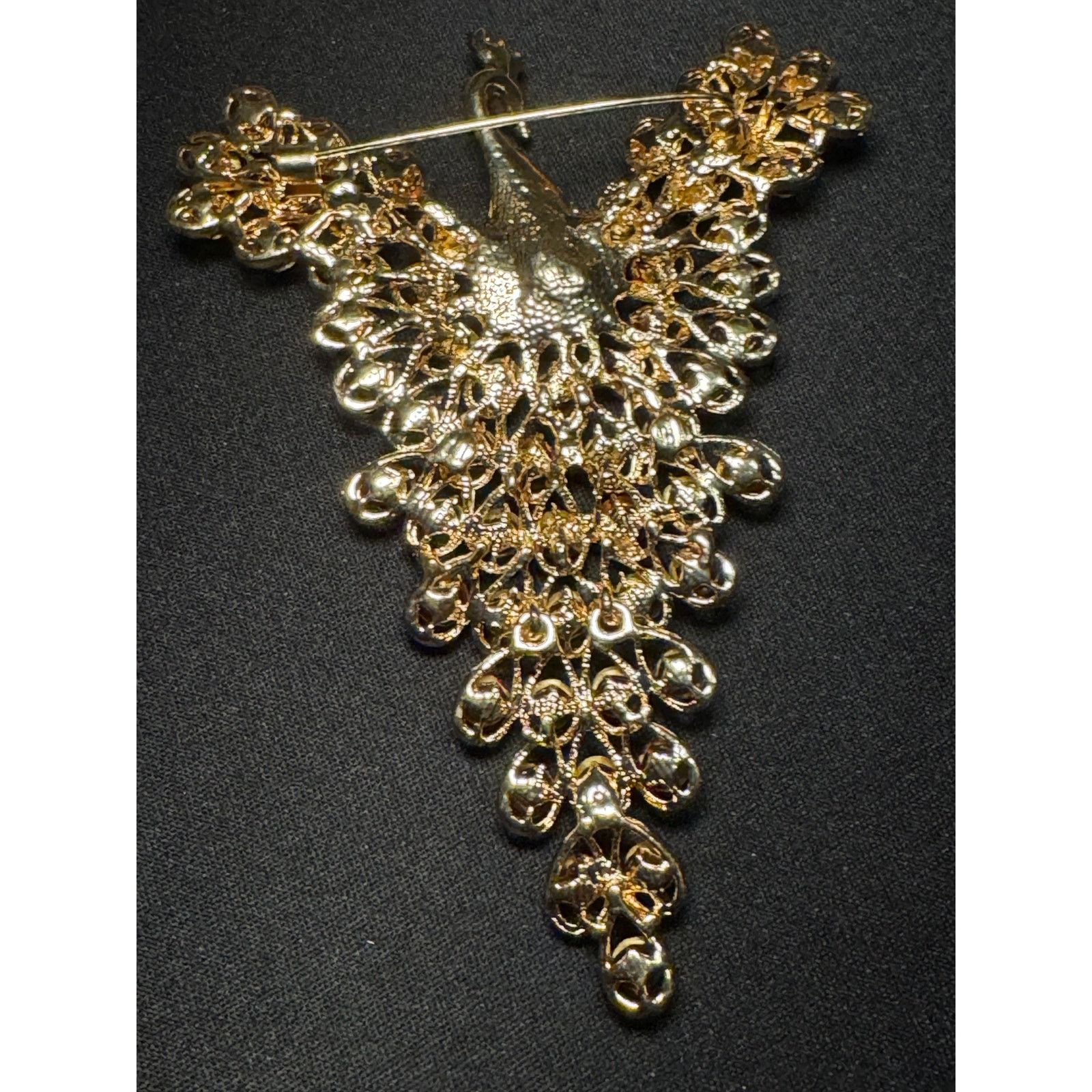 Other Large Multicolored Rhinstone Articulated Peacock Brooch Size ONE SIZE - 6 Thumbnail