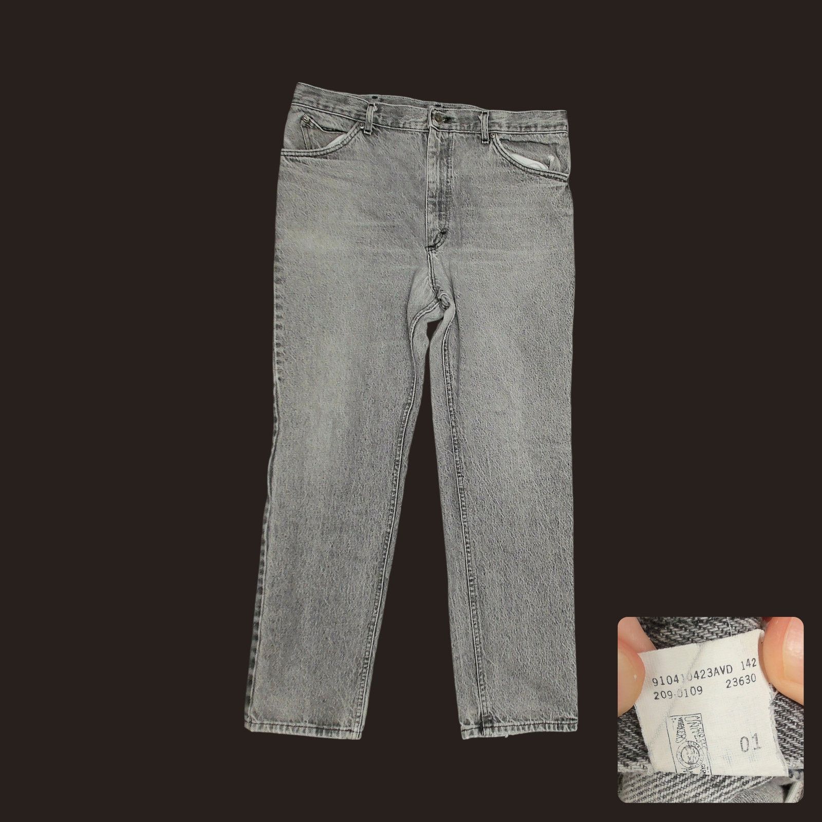 Lee Lee Vintage 80s Made in USA Charcoal Acid Wash Jeans 38x32 Size US 38 / EU 54 - 1 Thumbnail